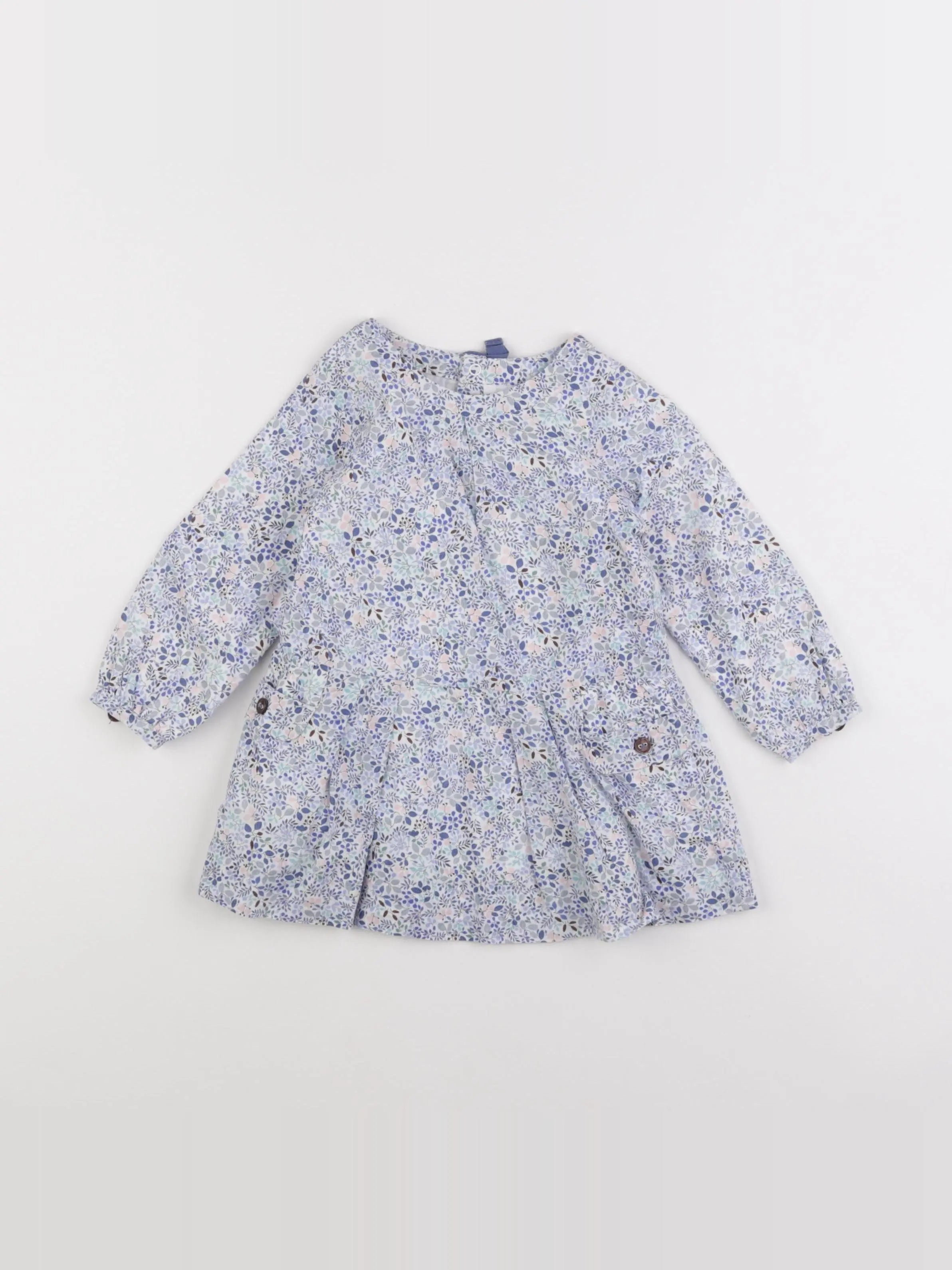 Jacadi - robe liberty blanc, bleu - 12 mois