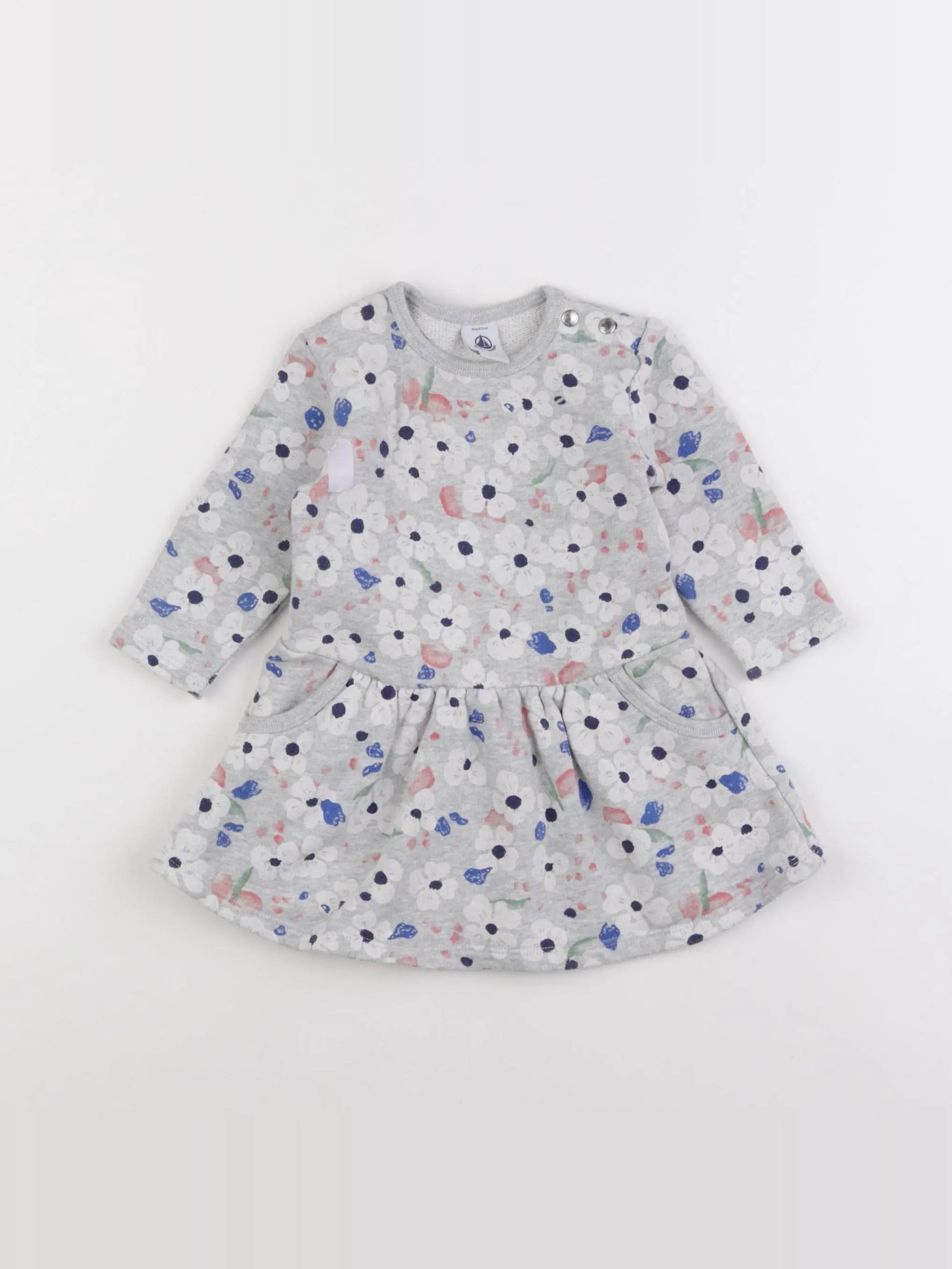 Petit Bateau - robe gris - 6 mois
