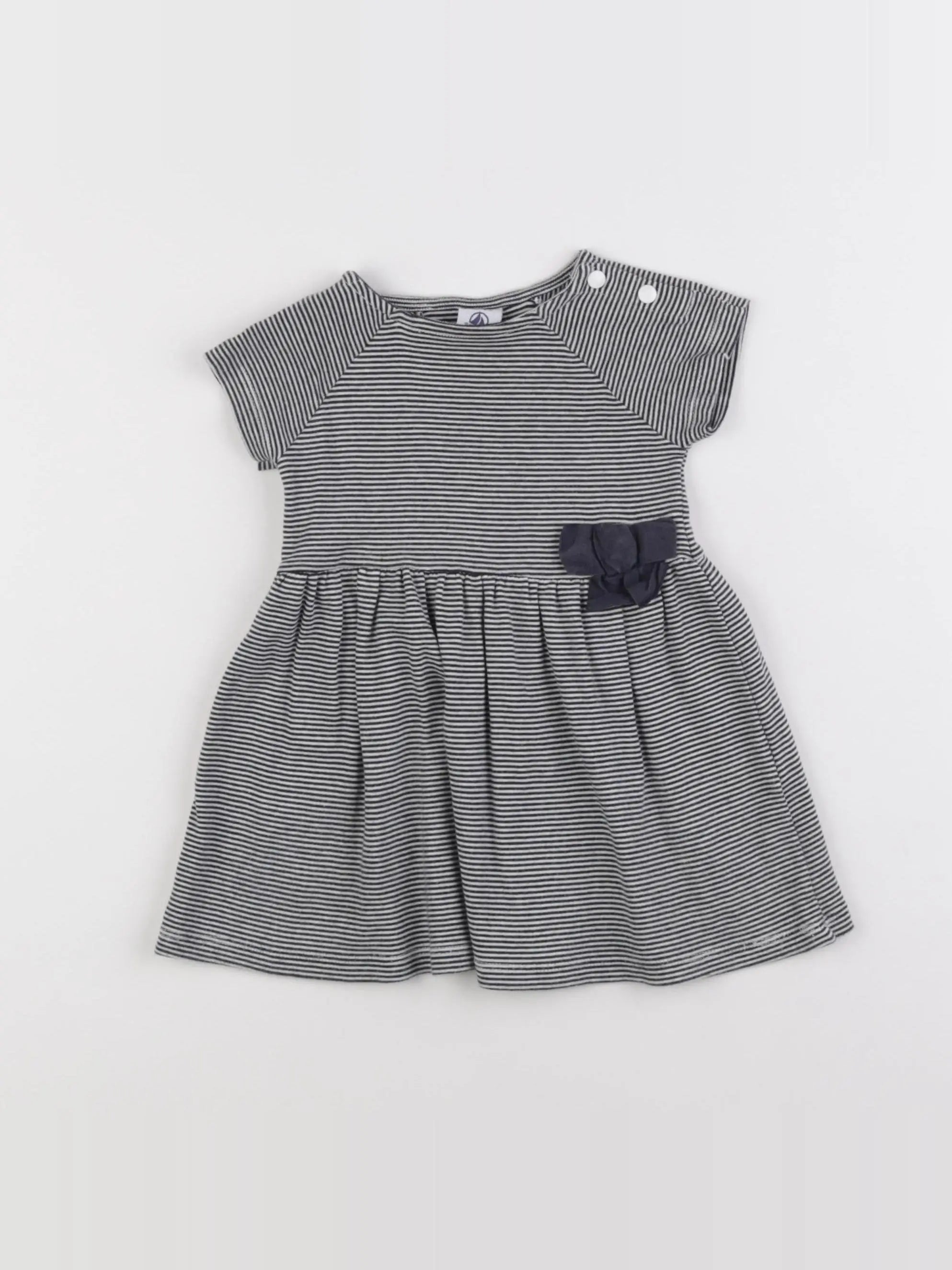 Petit Bateau - robe blanc, bleu - 12 mois