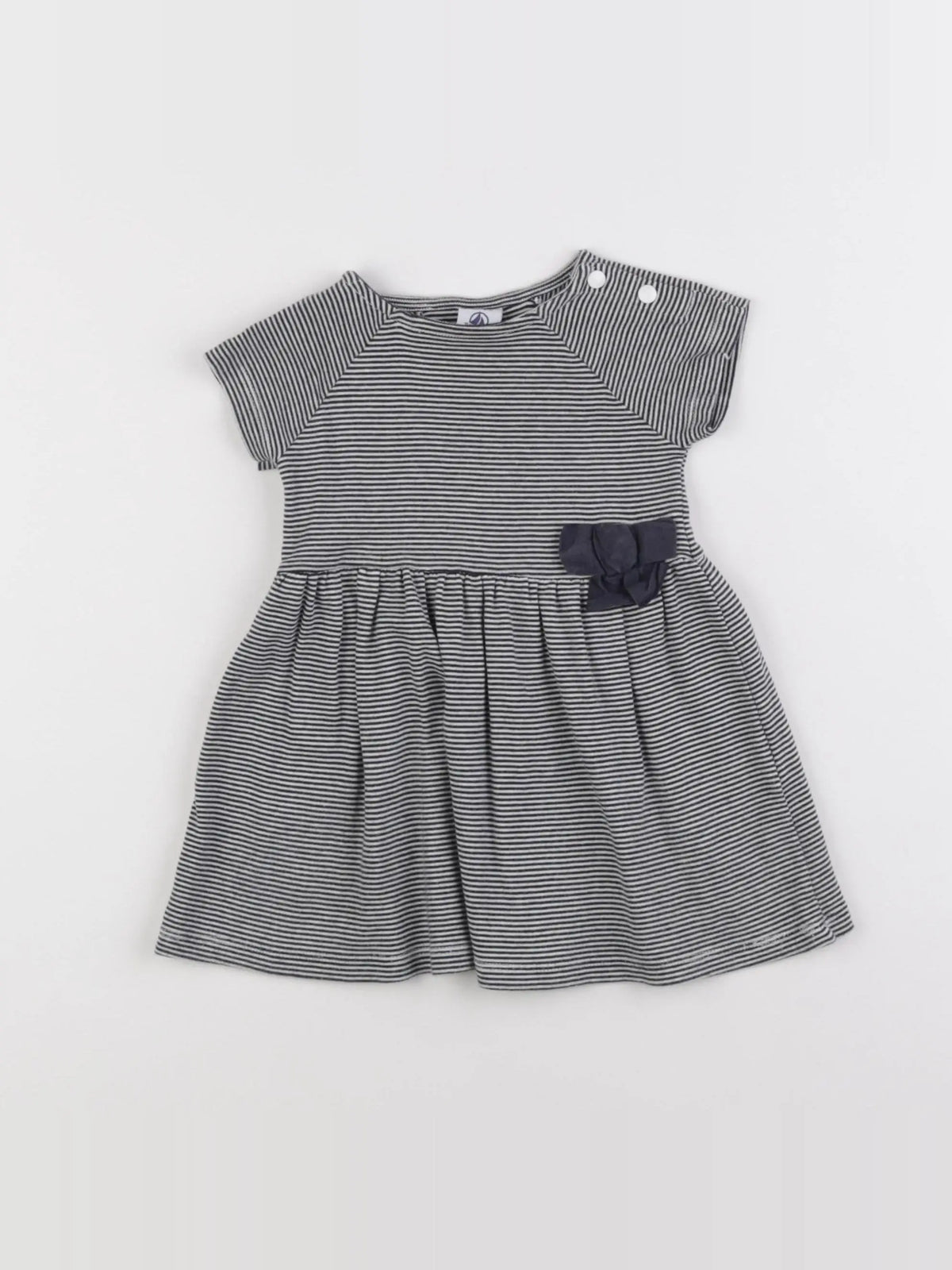 Petit Bateau - robe blanc, bleu - 12 mois