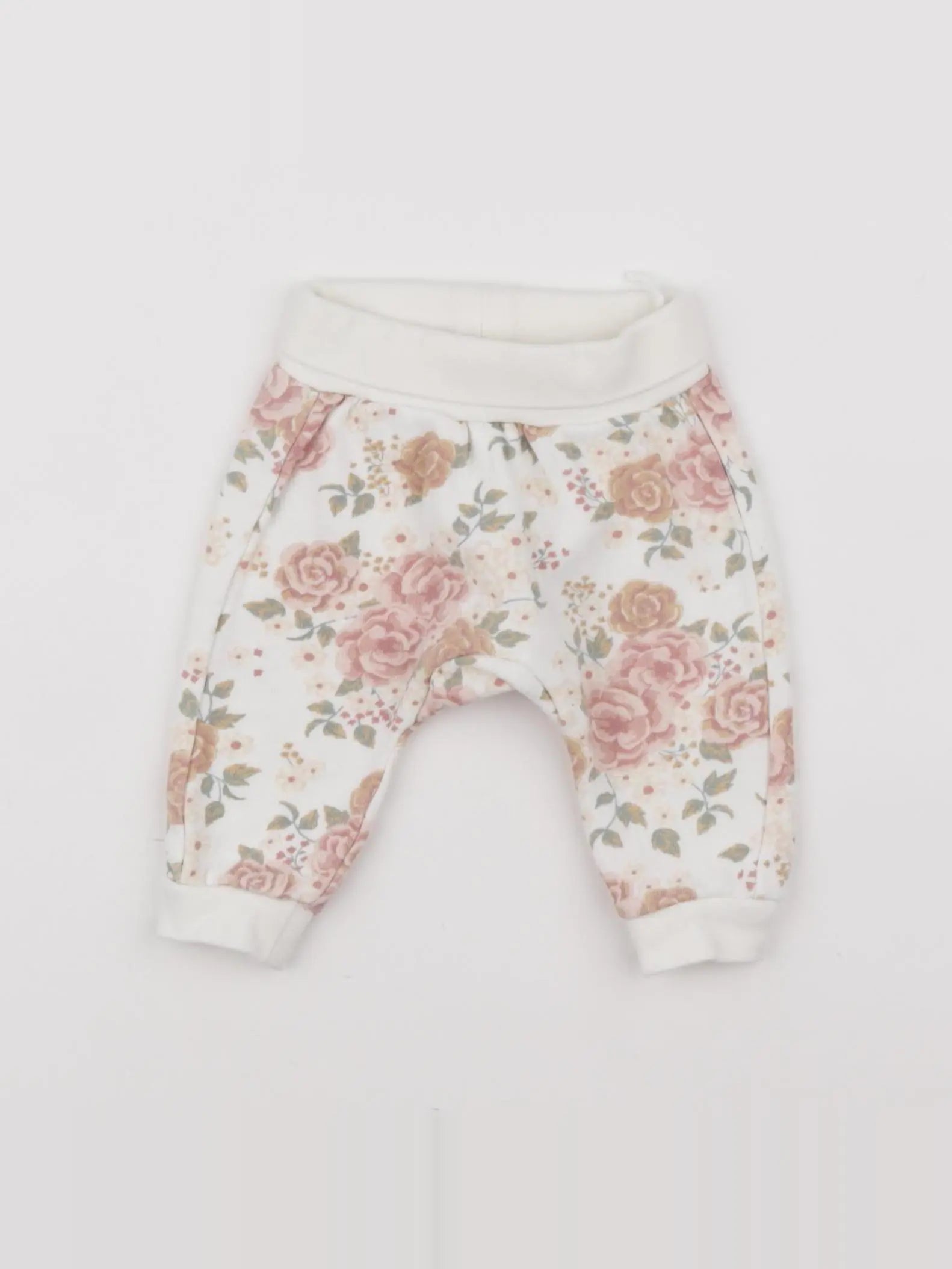 H&M - sarouel blanc, rose - 3 mois