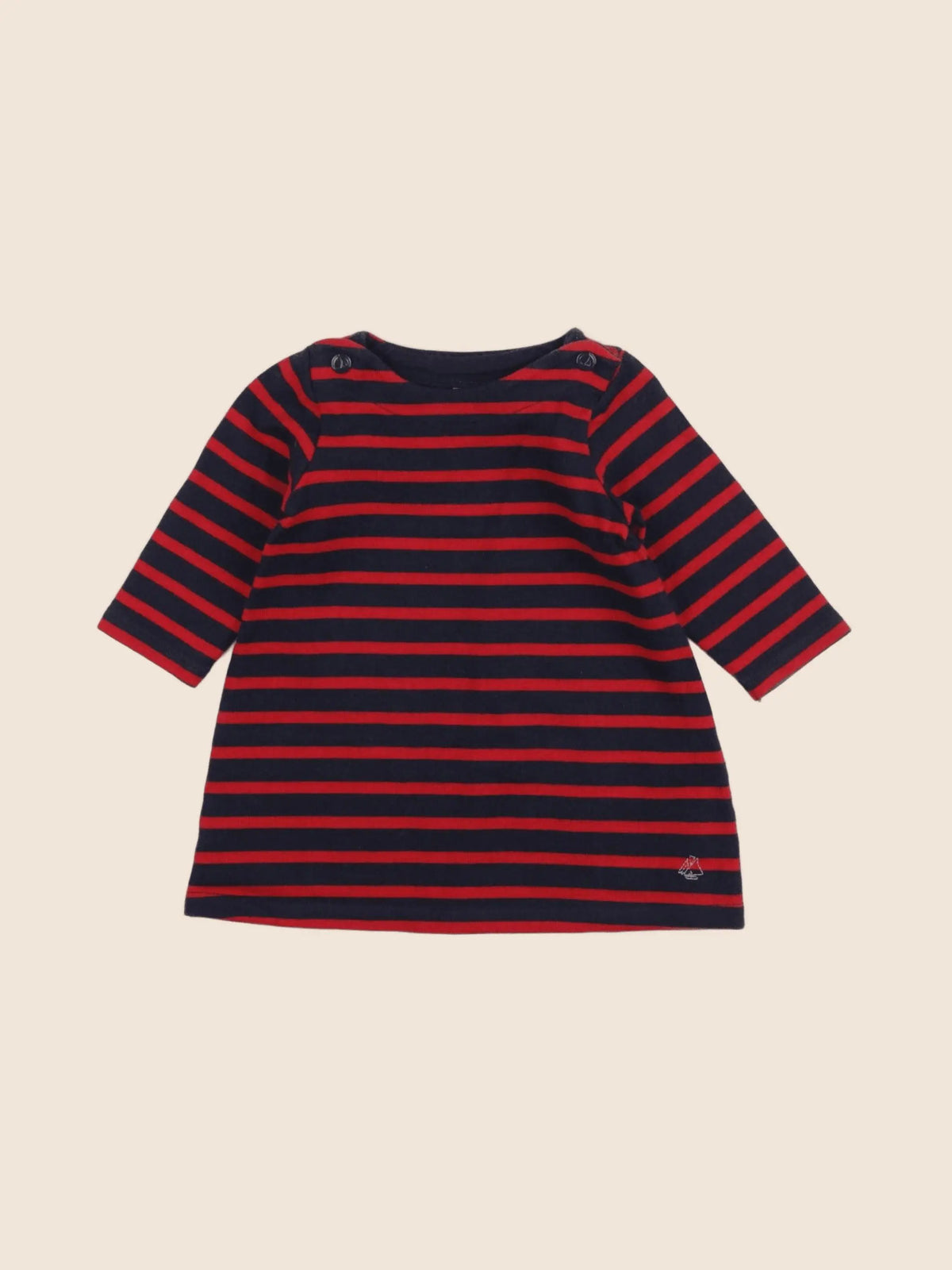 Petit Bateau - robe bleu, rouge - 6 mois