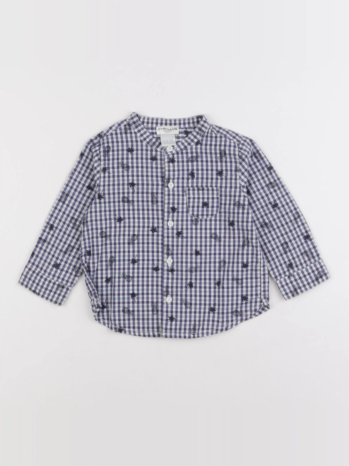 Cyrillus - chemise bleu, blanc - 12 mois