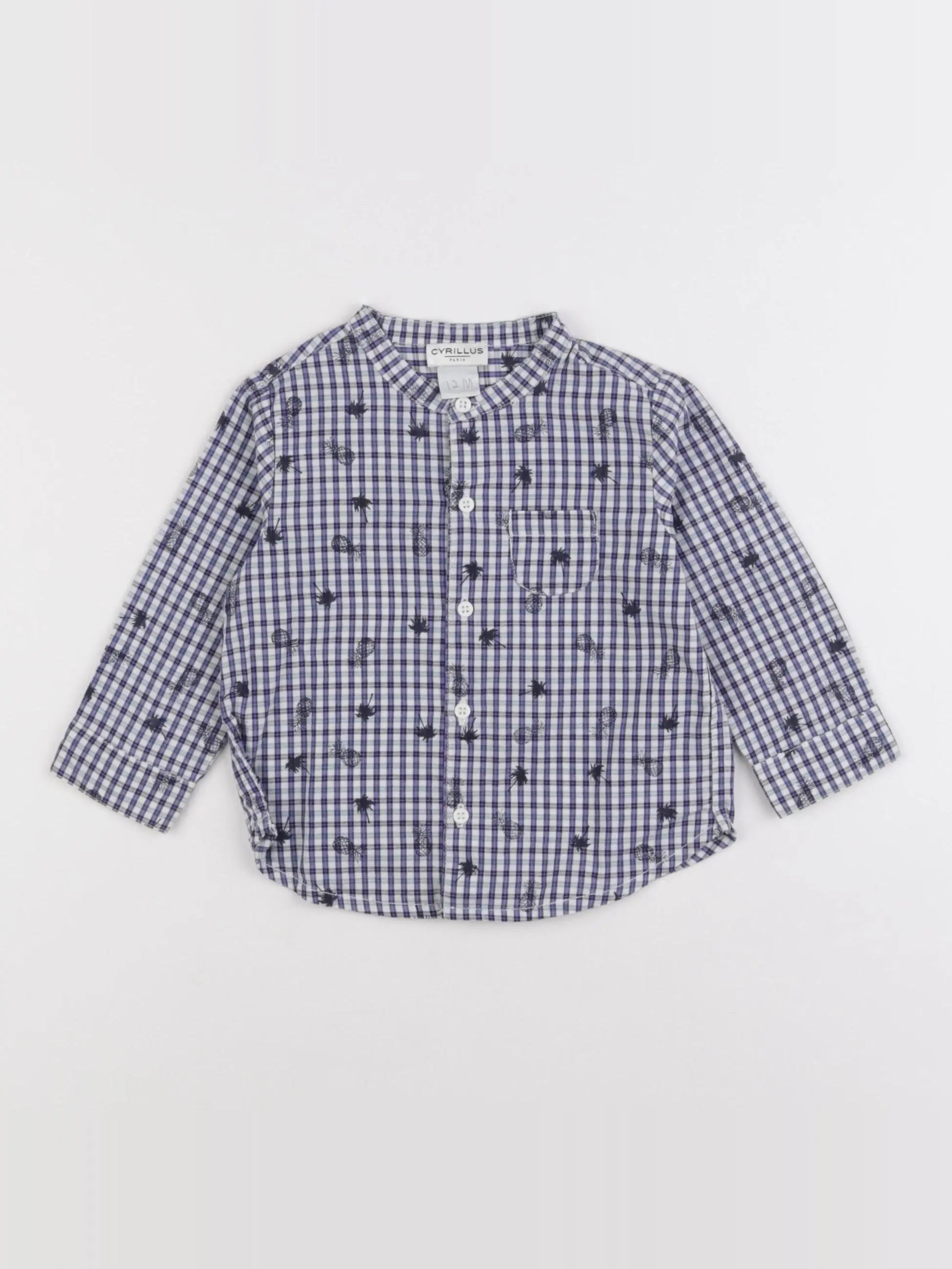 Cyrillus - chemise bleu, blanc - 12 mois
