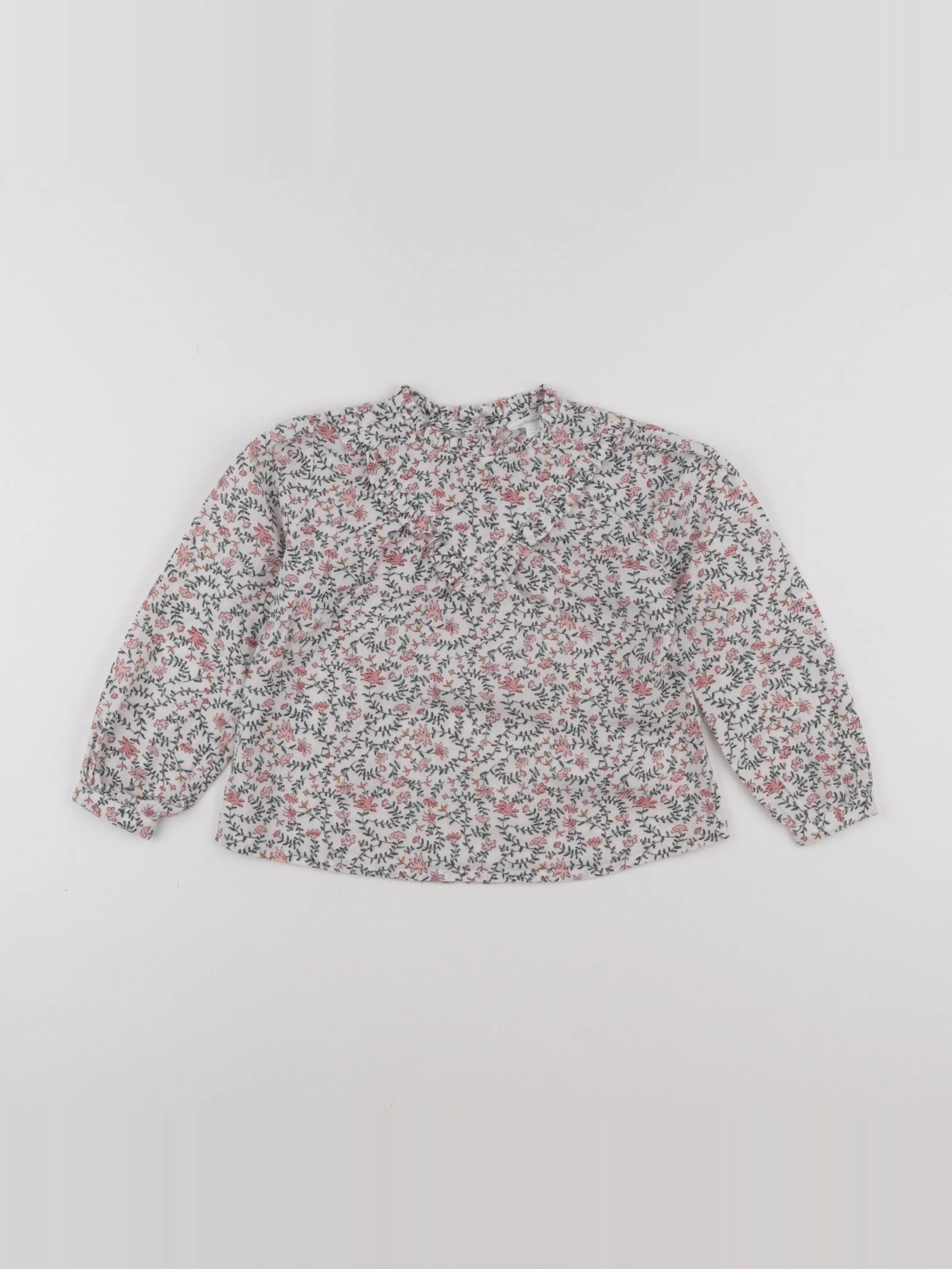 Vertbaudet - blouse beige, rose - 9 ans