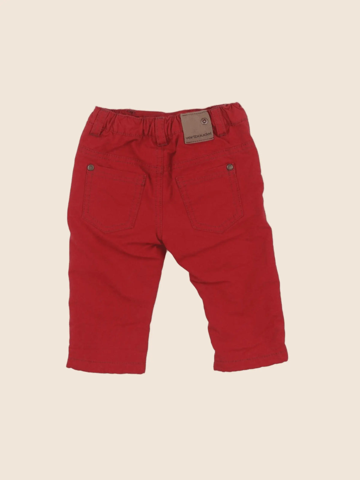 Vertbaudet - pantalon rouge - 6 mois