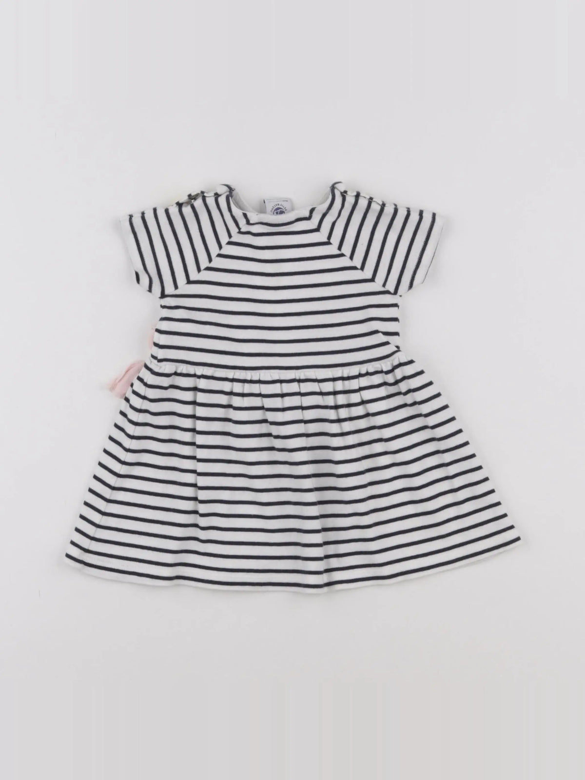 Petit Bateau - robe blanc, bleu - 6 mois