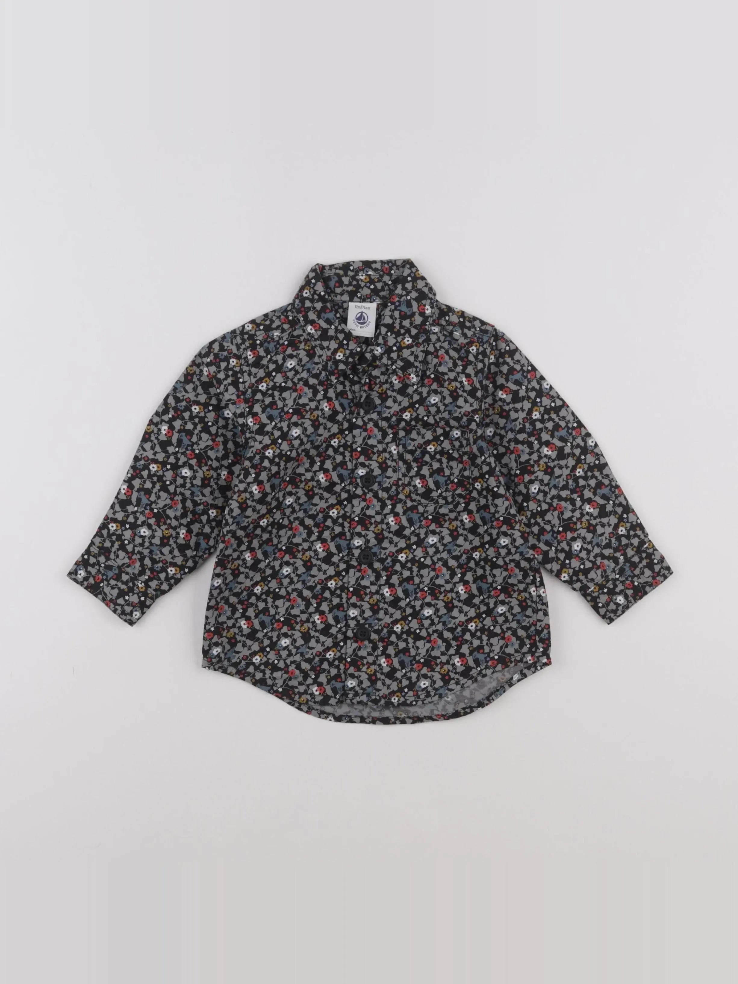 Petit Bateau - chemise multicolore - 12 mois