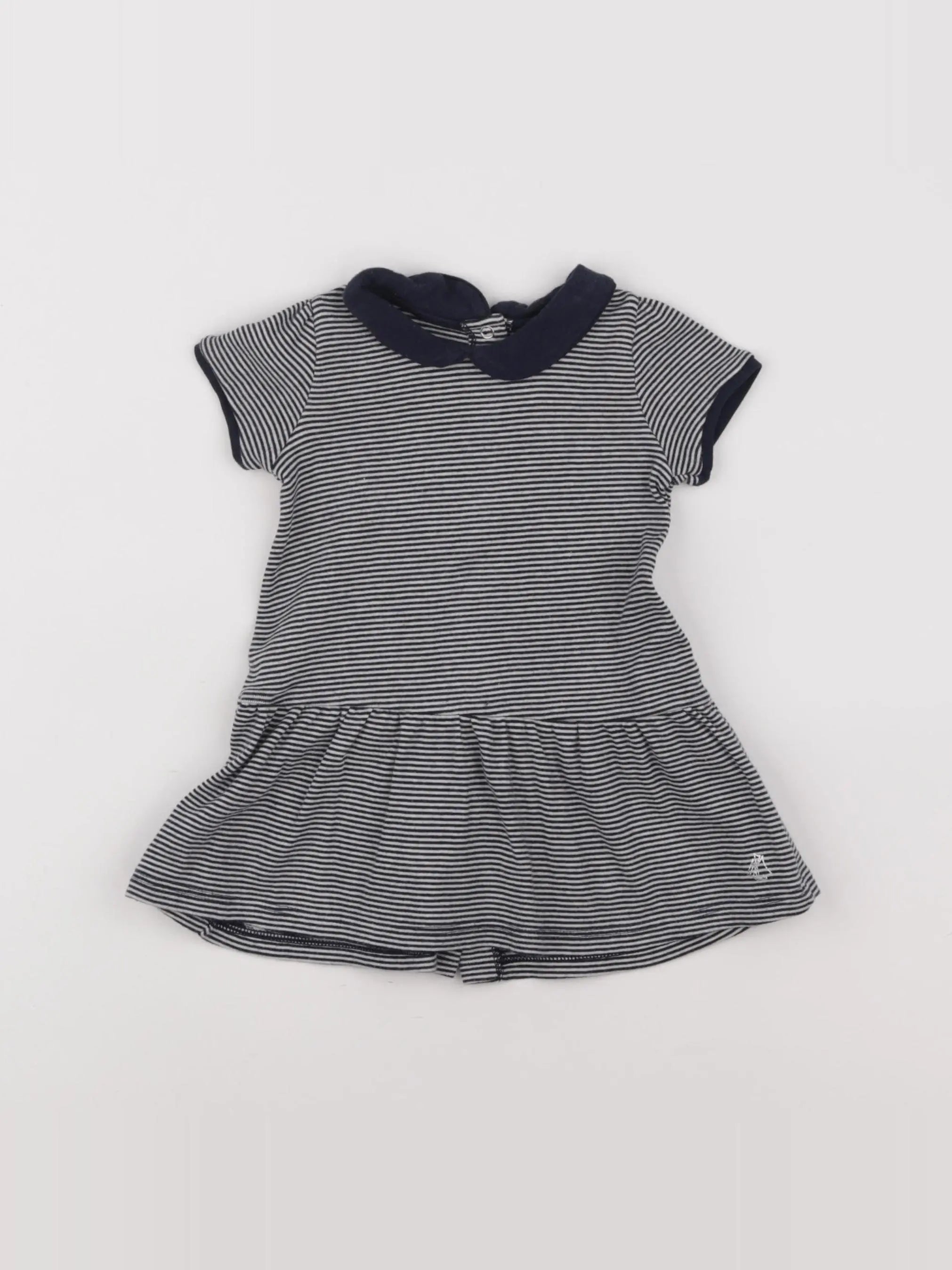 Petit Bateau - robe blanc, bleu - 6 mois