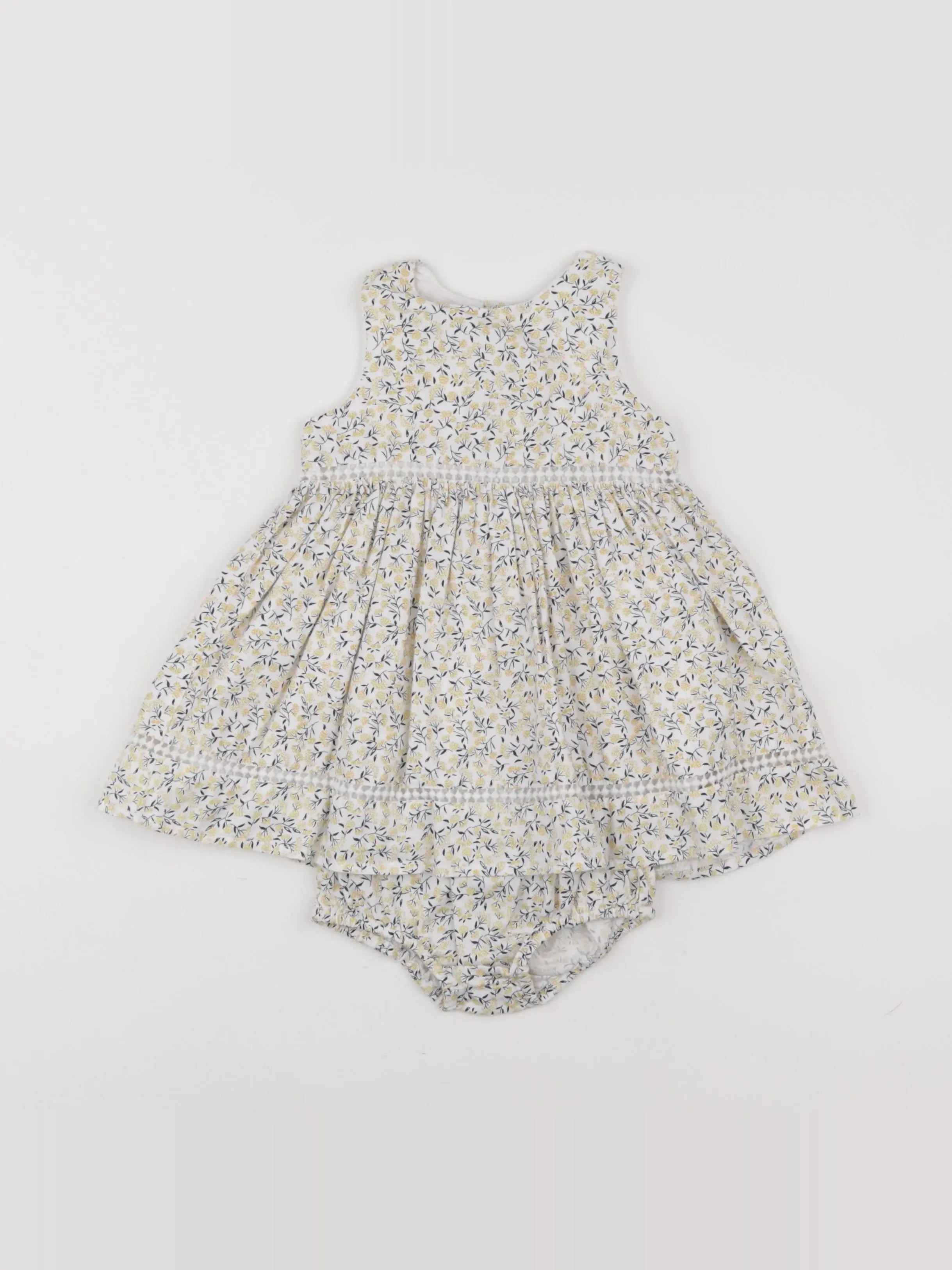 Boutchou - robe blanc, jaune - 6 mois