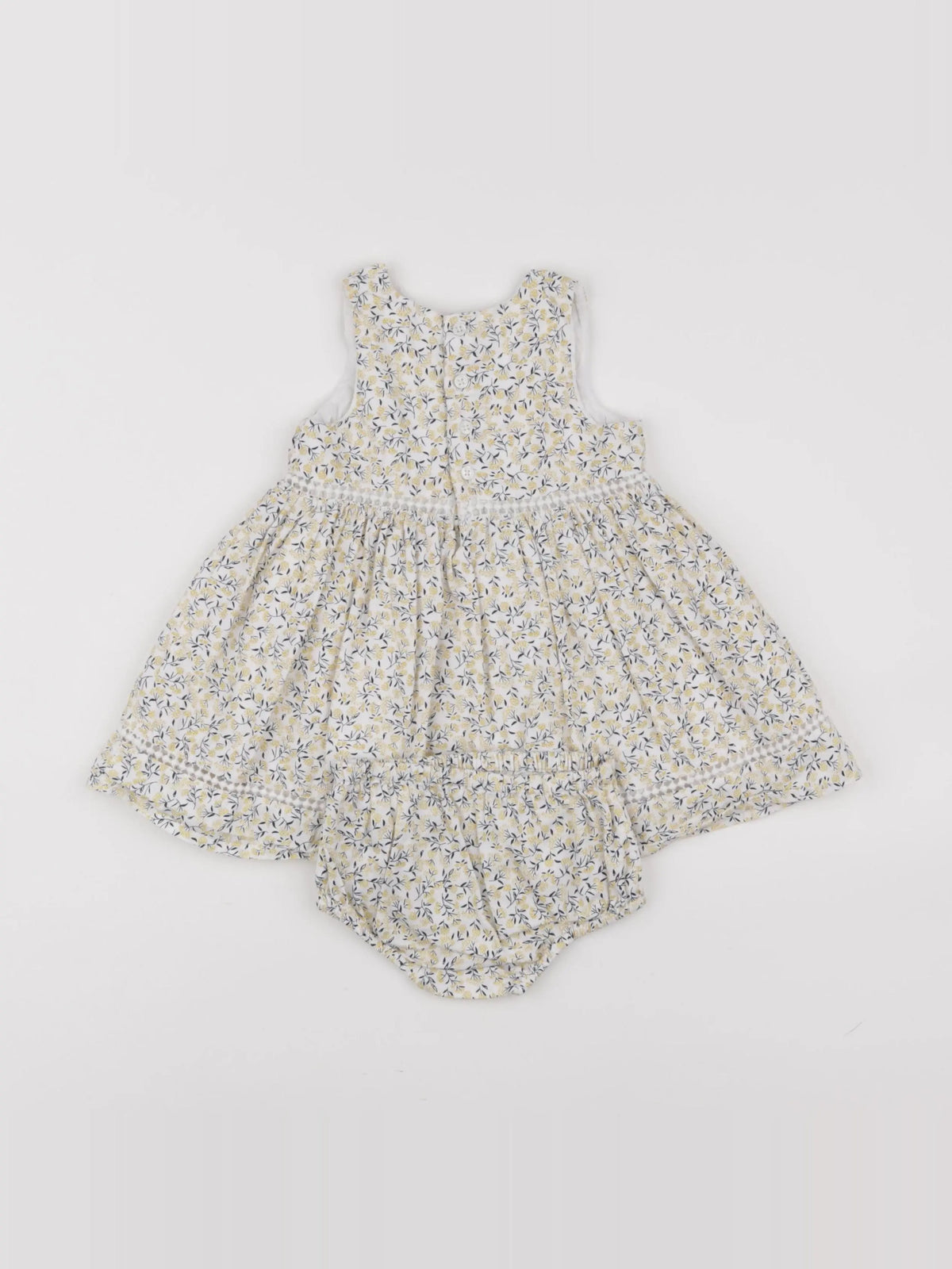 Boutchou - robe blanc, jaune - 6 mois