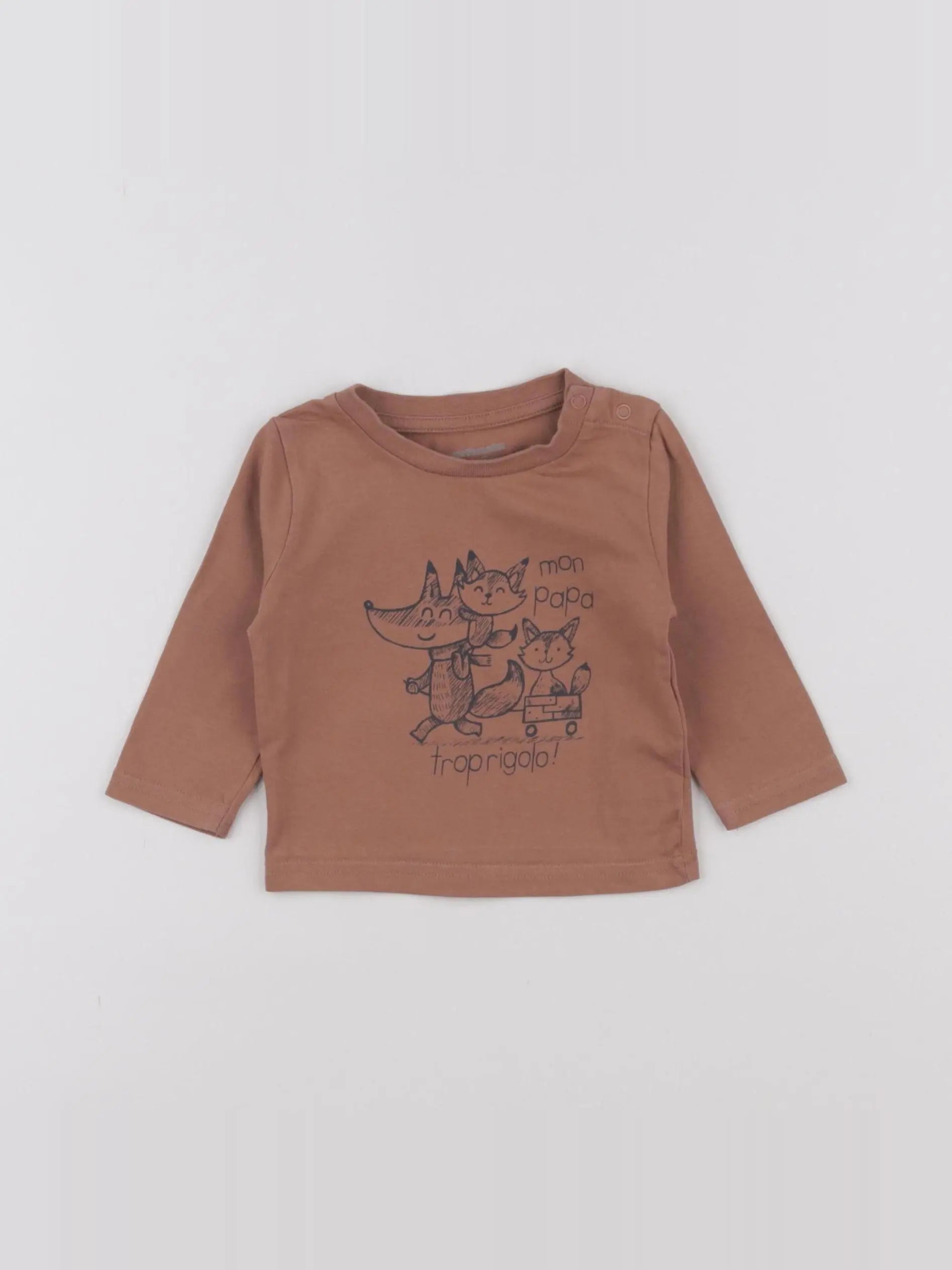 Vertbaudet - tee-shirt marron - 3 mois