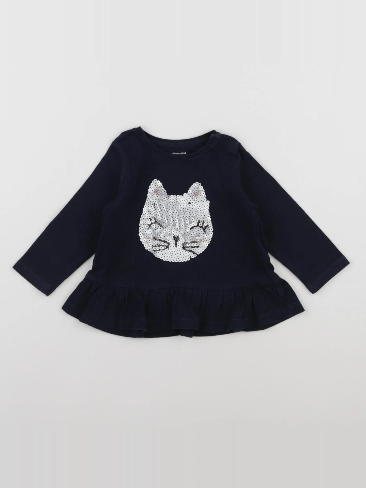 Vertbaudet - tee-shirt bleu, argent - 6 mois