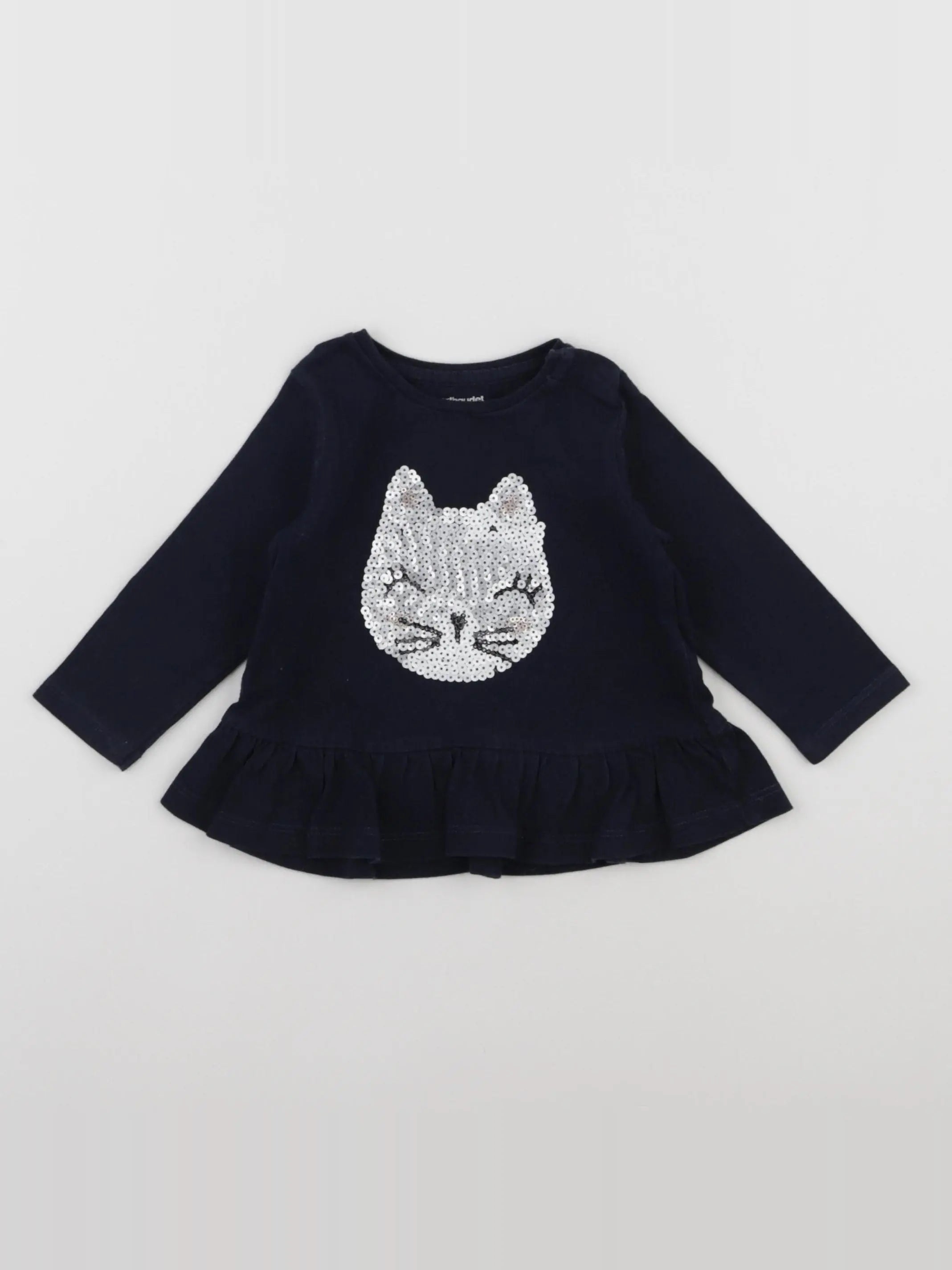 Vertbaudet - tee-shirt bleu, argent - 6 mois