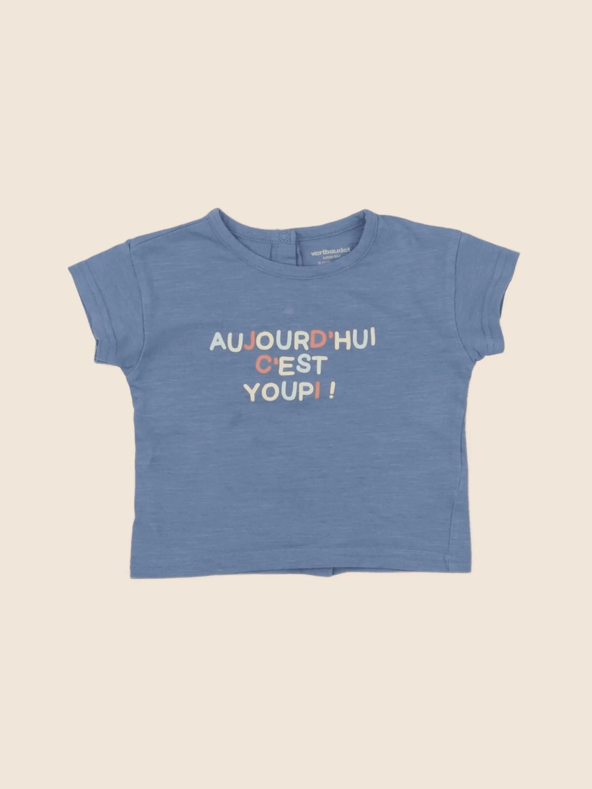 Vertbaudet - tee-shirt bleu - 6 mois