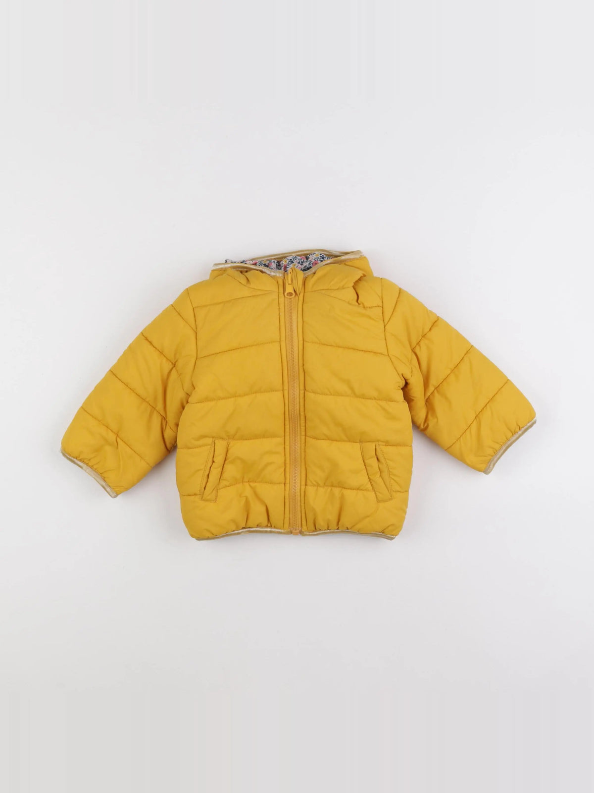 Vertbaudet - doudoune réversible jaune - 9/12 mois