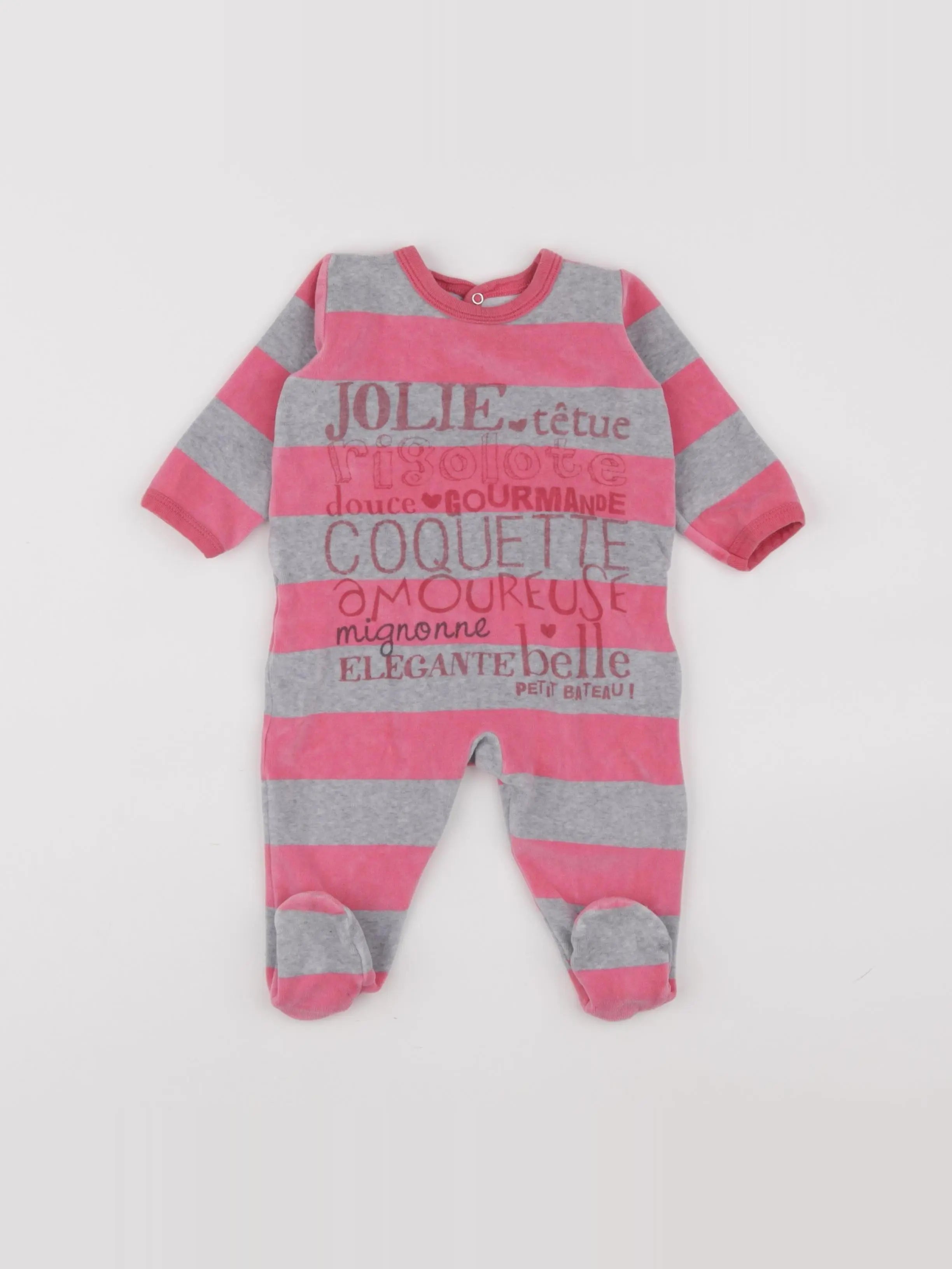 Petit Bateau - pyjama velours rose - 6 mois