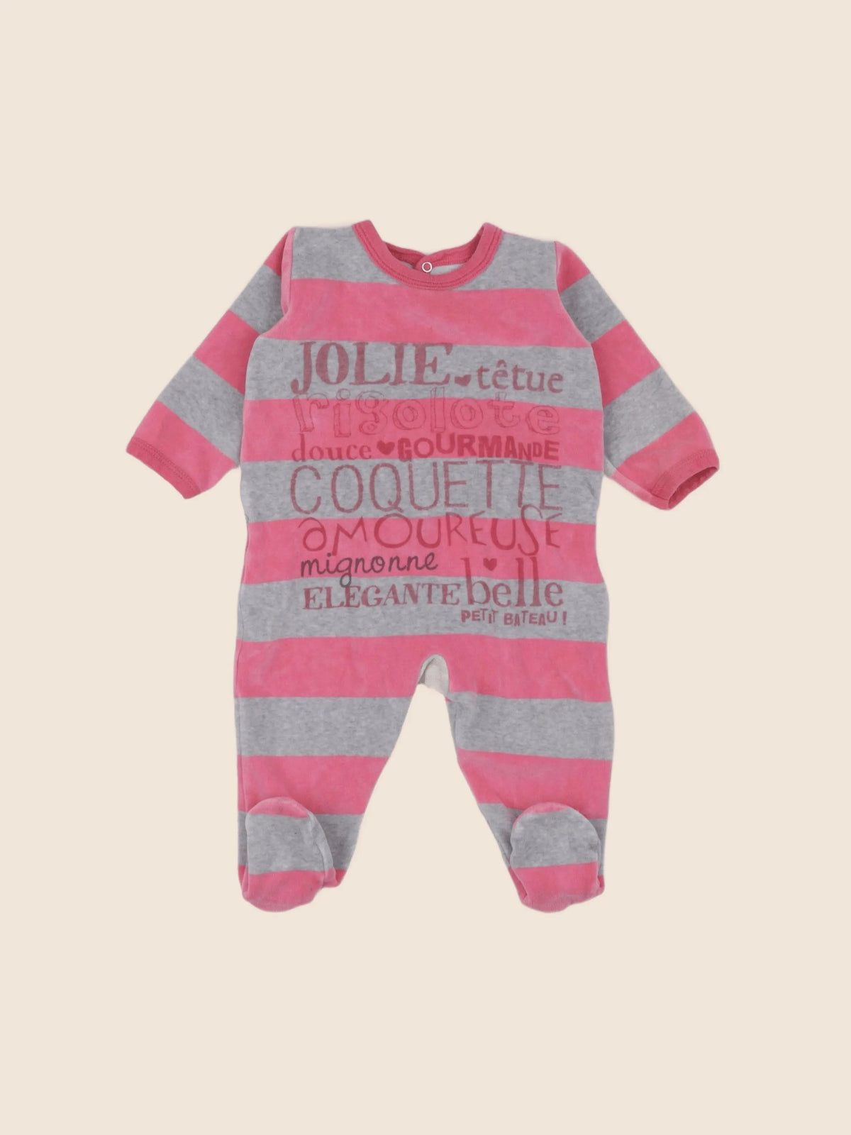 Petit Bateau - pyjama velours rose - 6 mois