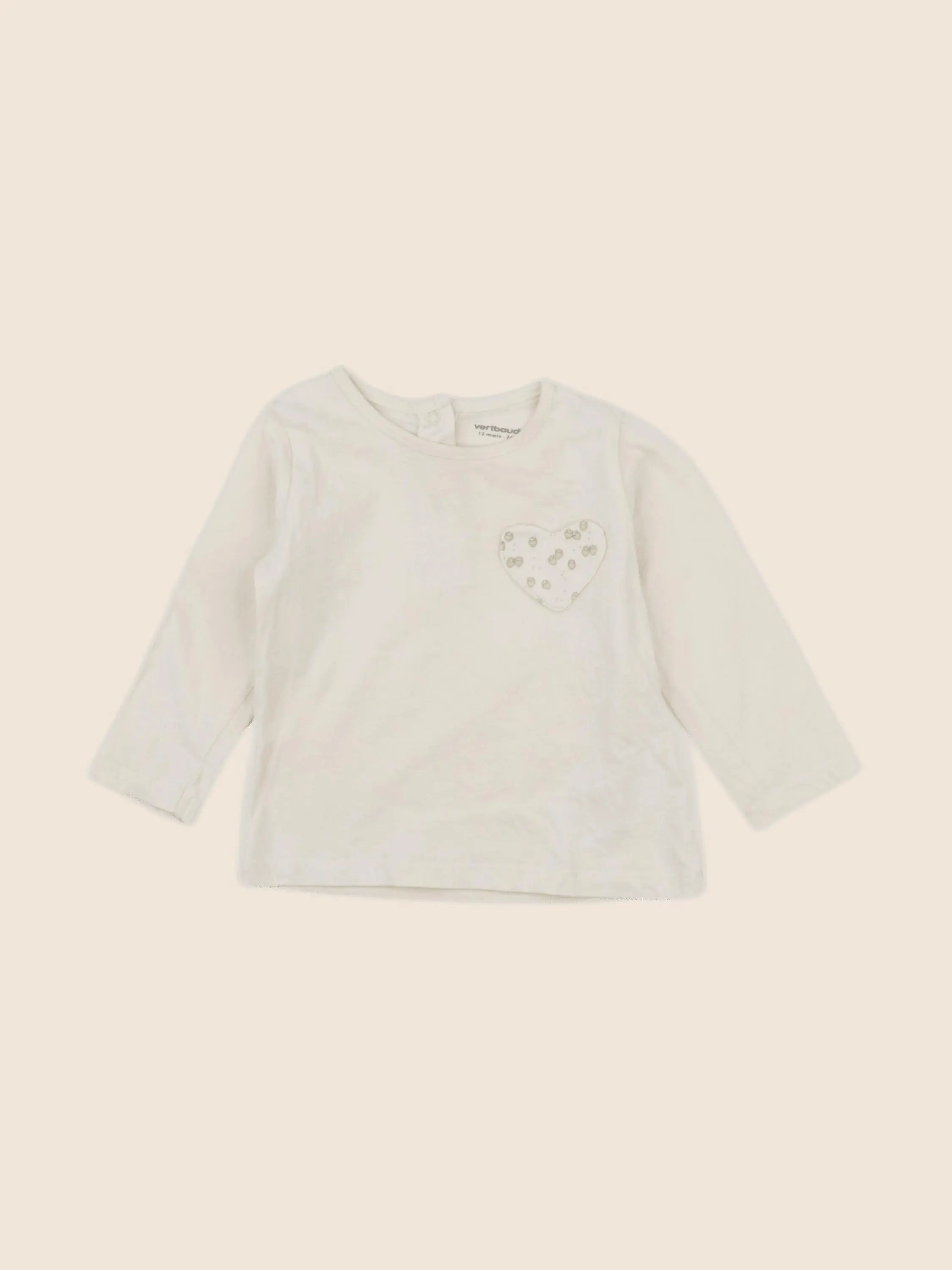 Vertbaudet - tee-shirt beige - 12 mois