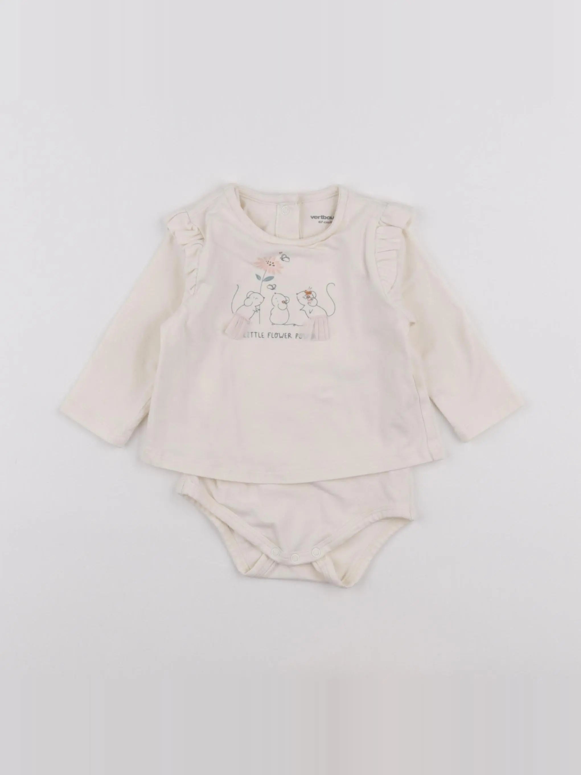 Vertbaudet - body tee-shirt blanc - 6 mois