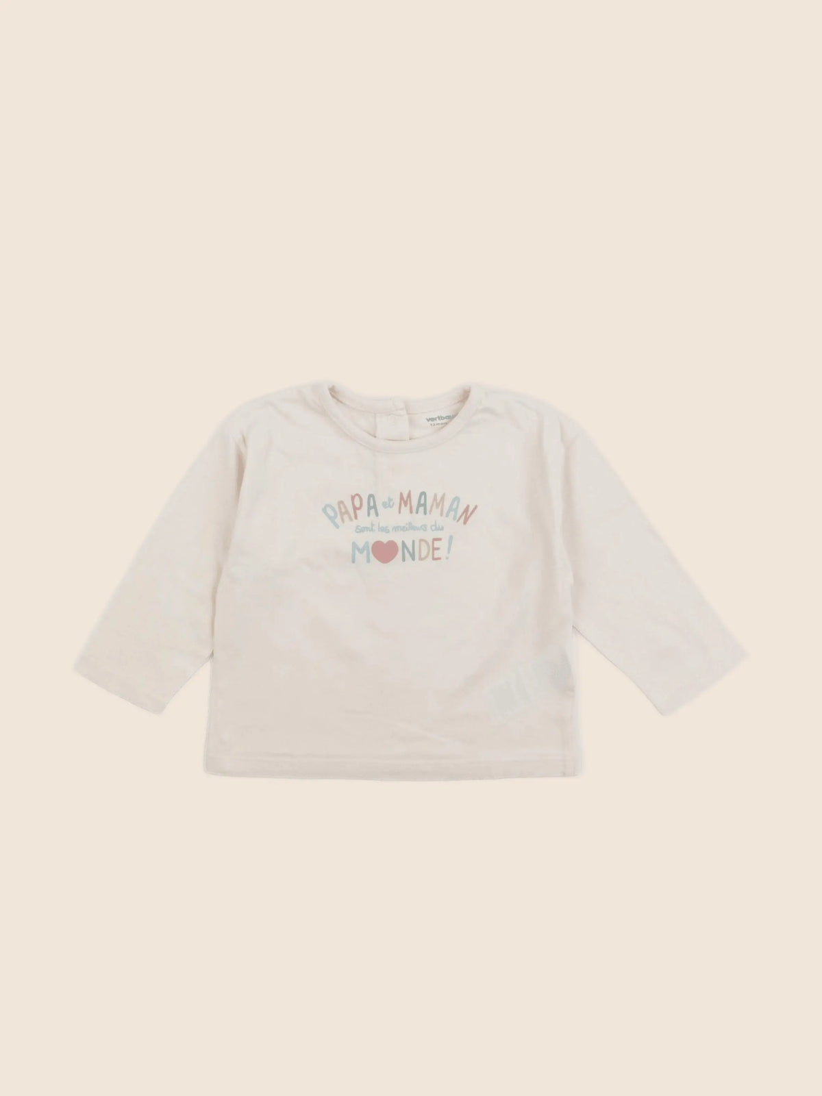 Vertbaudet - tee-shirt beige - 12 mois