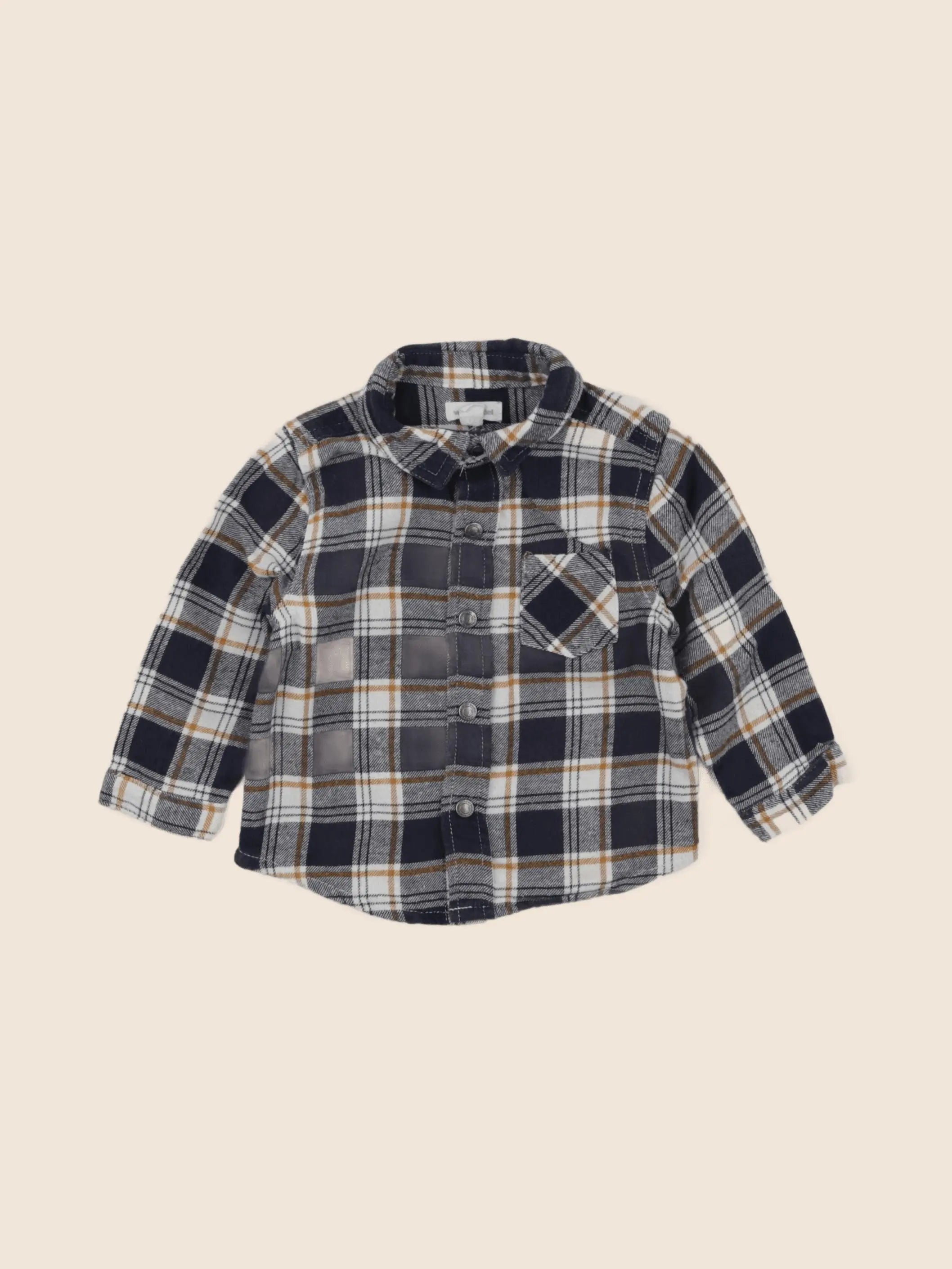 Vertbaudet - chemise bleu - 9 mois