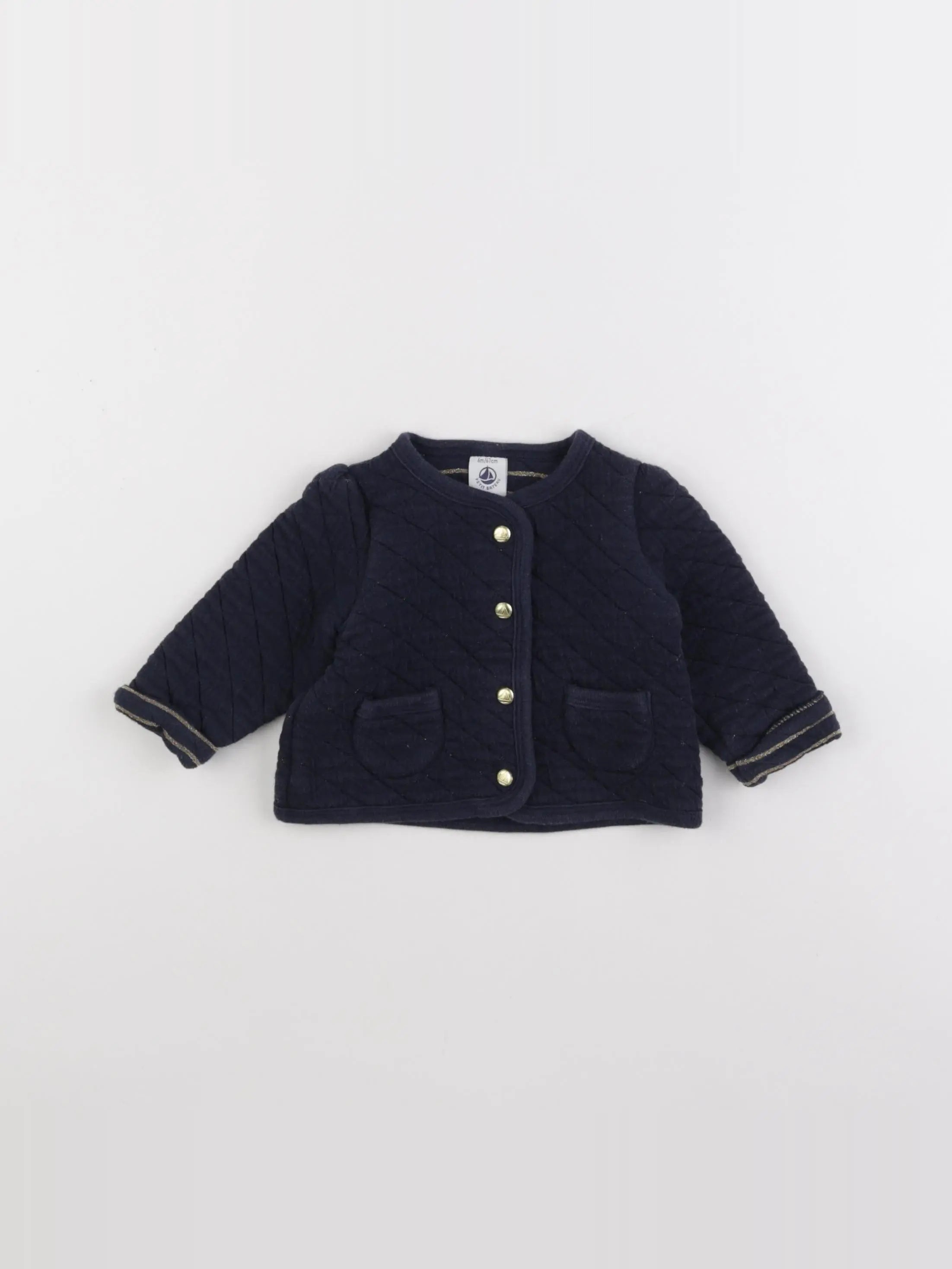 Petit Bateau - sweat bleu, or - 6 mois