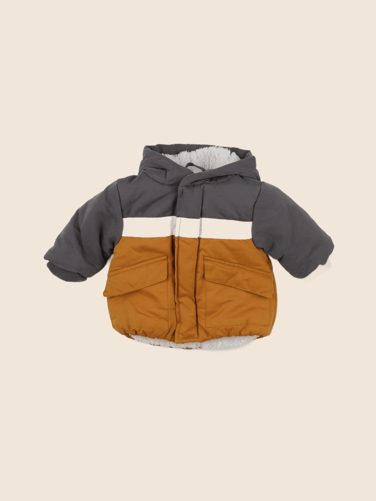 Vertbaudet - doudoune gris, marron - 3 mois