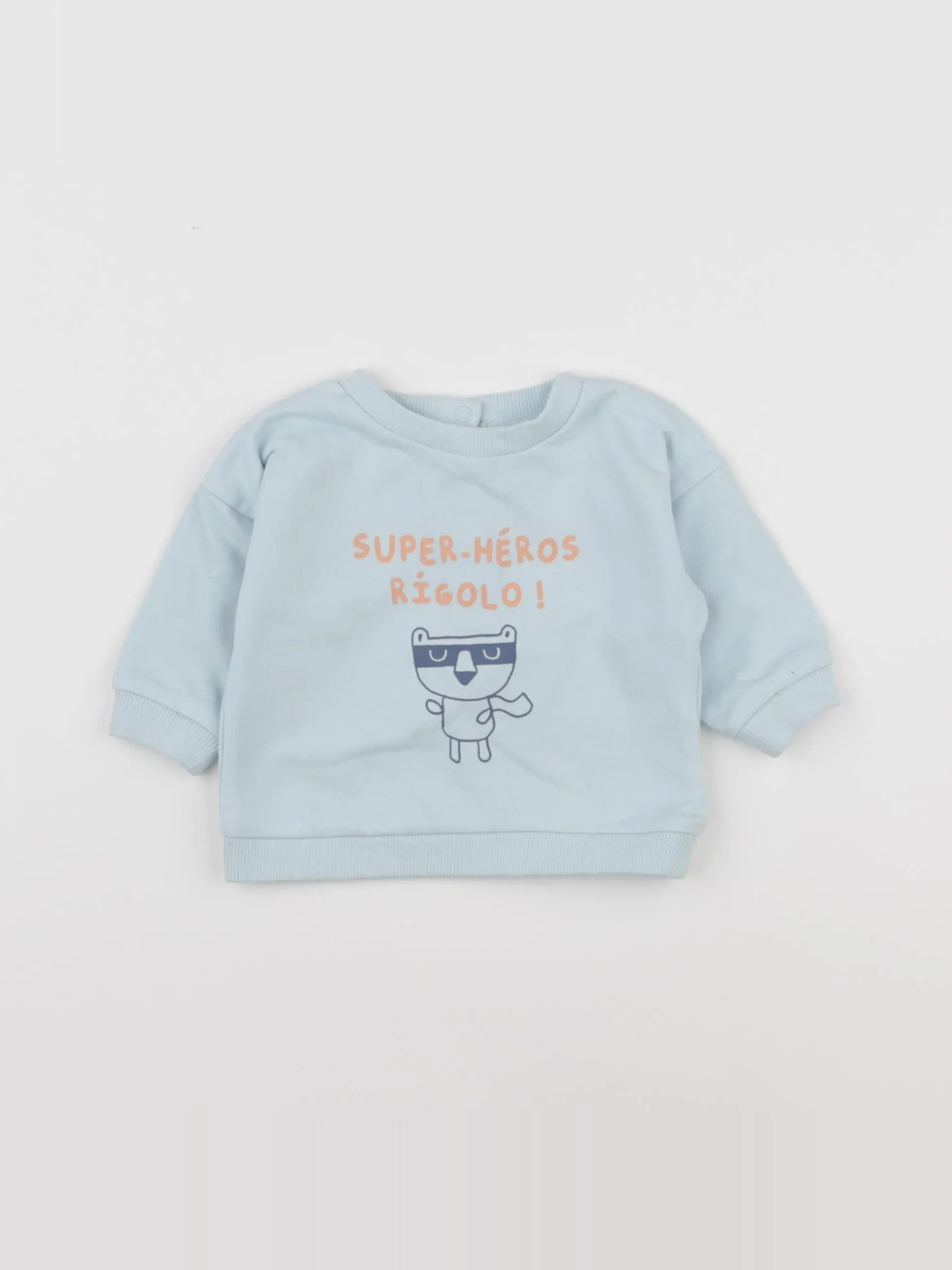 Vertbaudet - sweat bleu - 3 mois