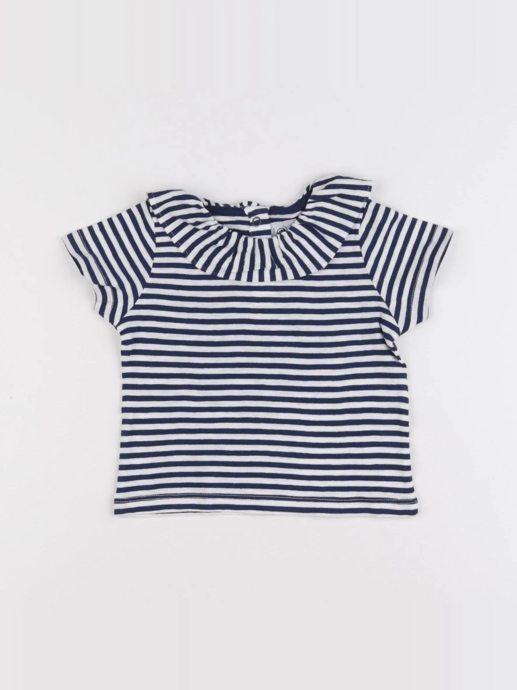 Petit Bateau - tee-shirt blanc, bleu - 6 mois