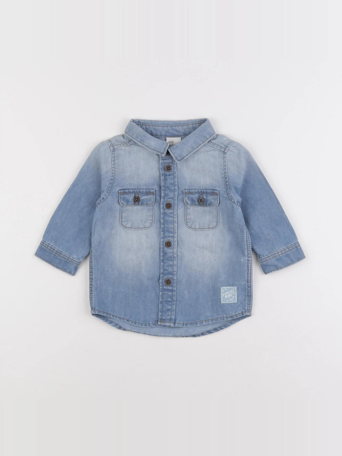 H&M - chemise bleu - 4/6 mois