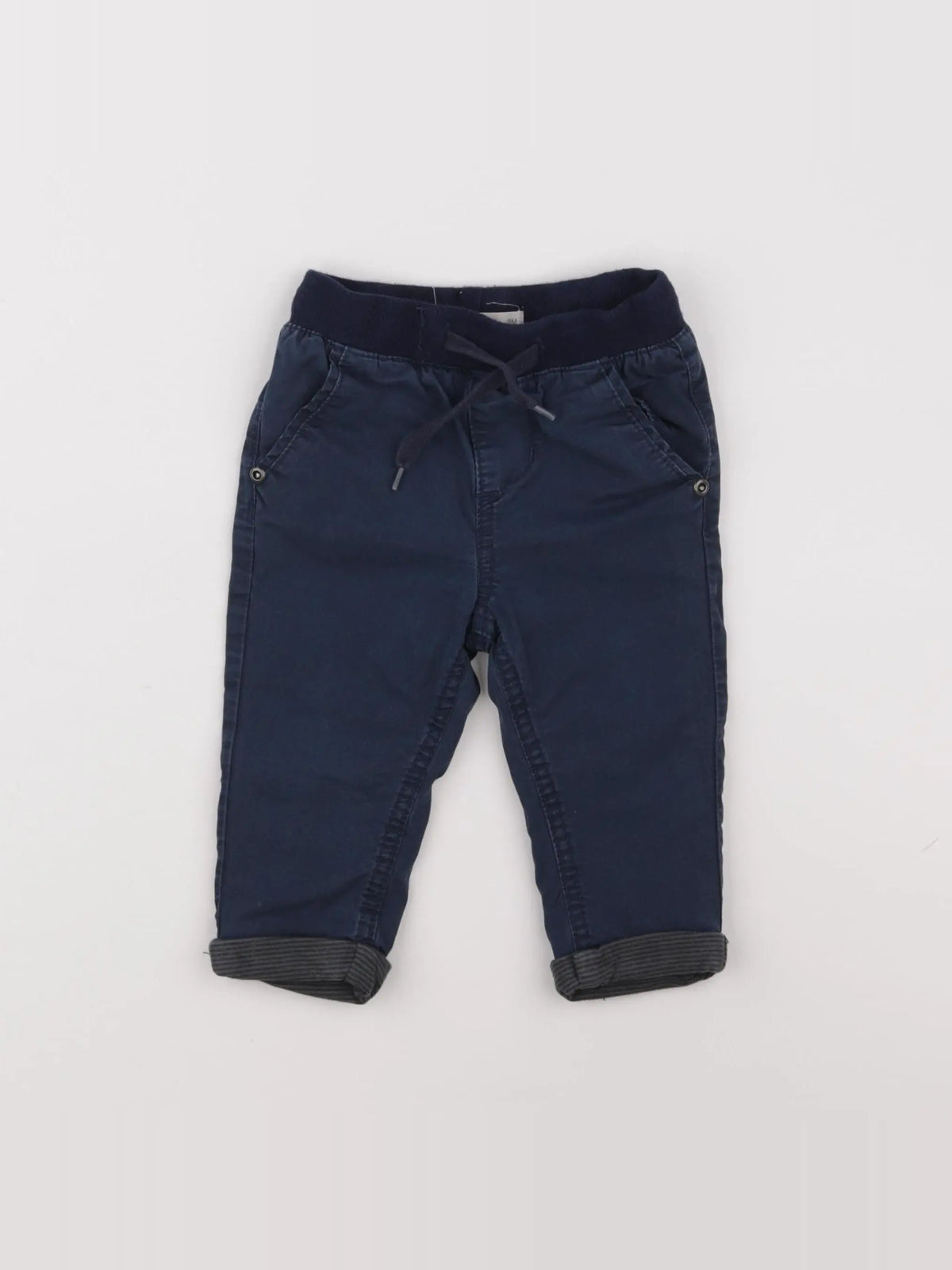 Little Cigogne - pantalon doublé bleu - 9 mois