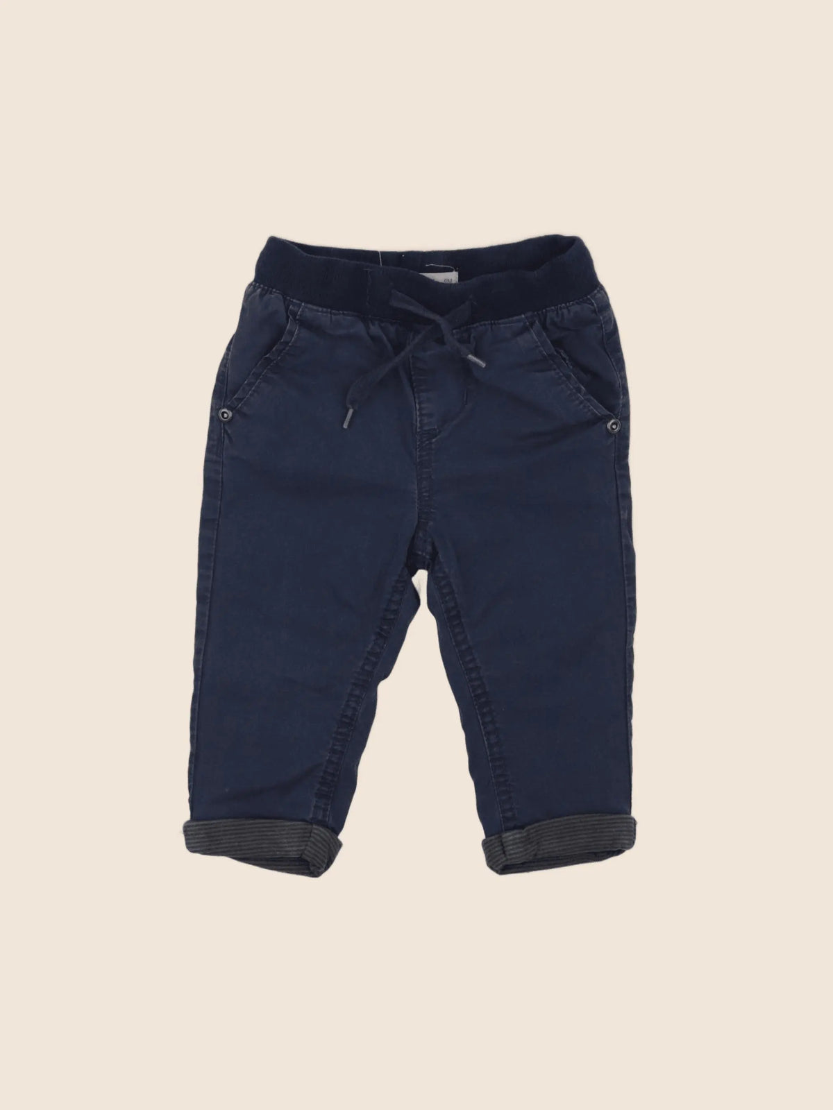 Little Cigogne - pantalon doublé bleu - 9 mois