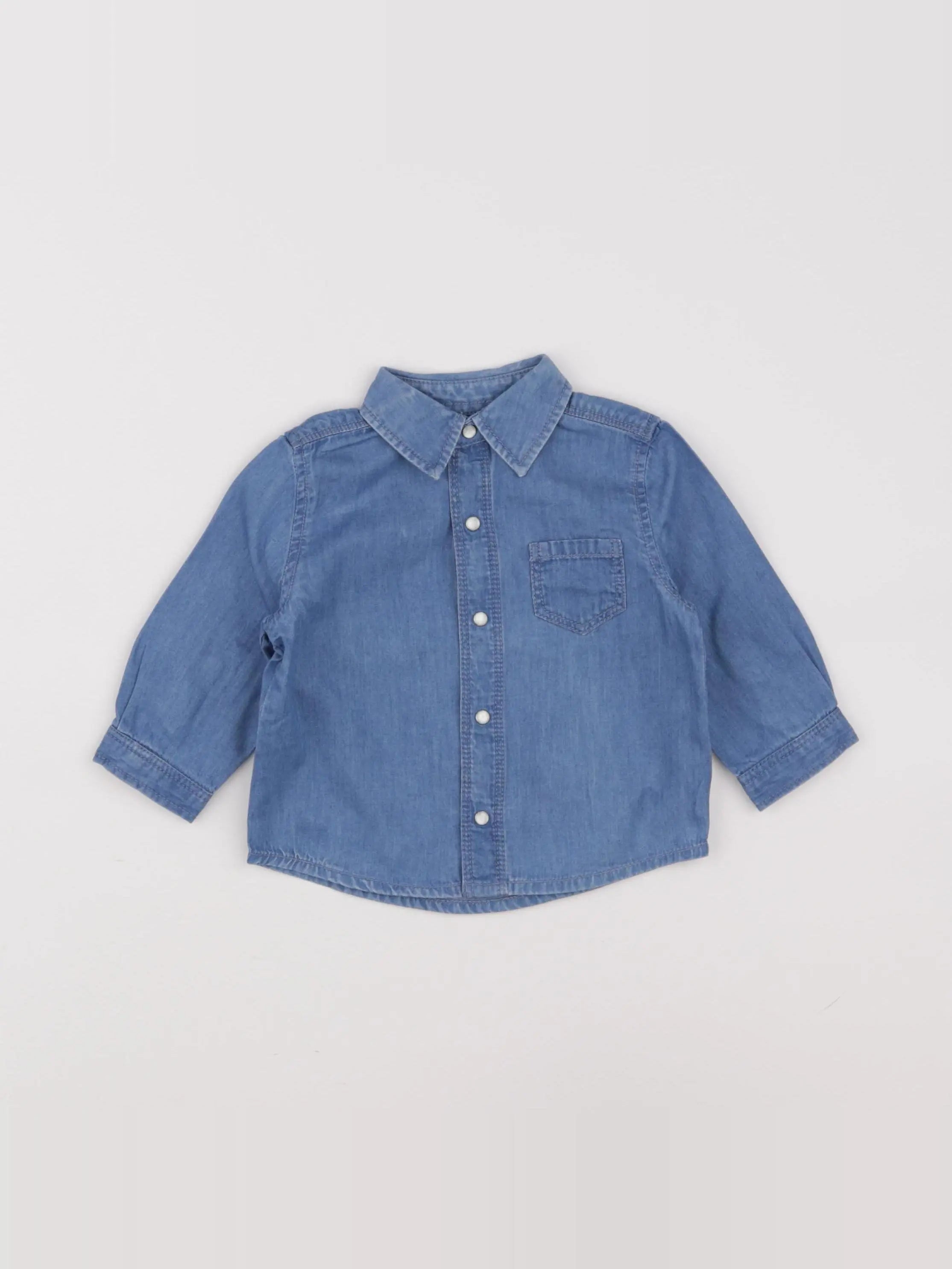 Boutchou - chemise bleu - 6 mois