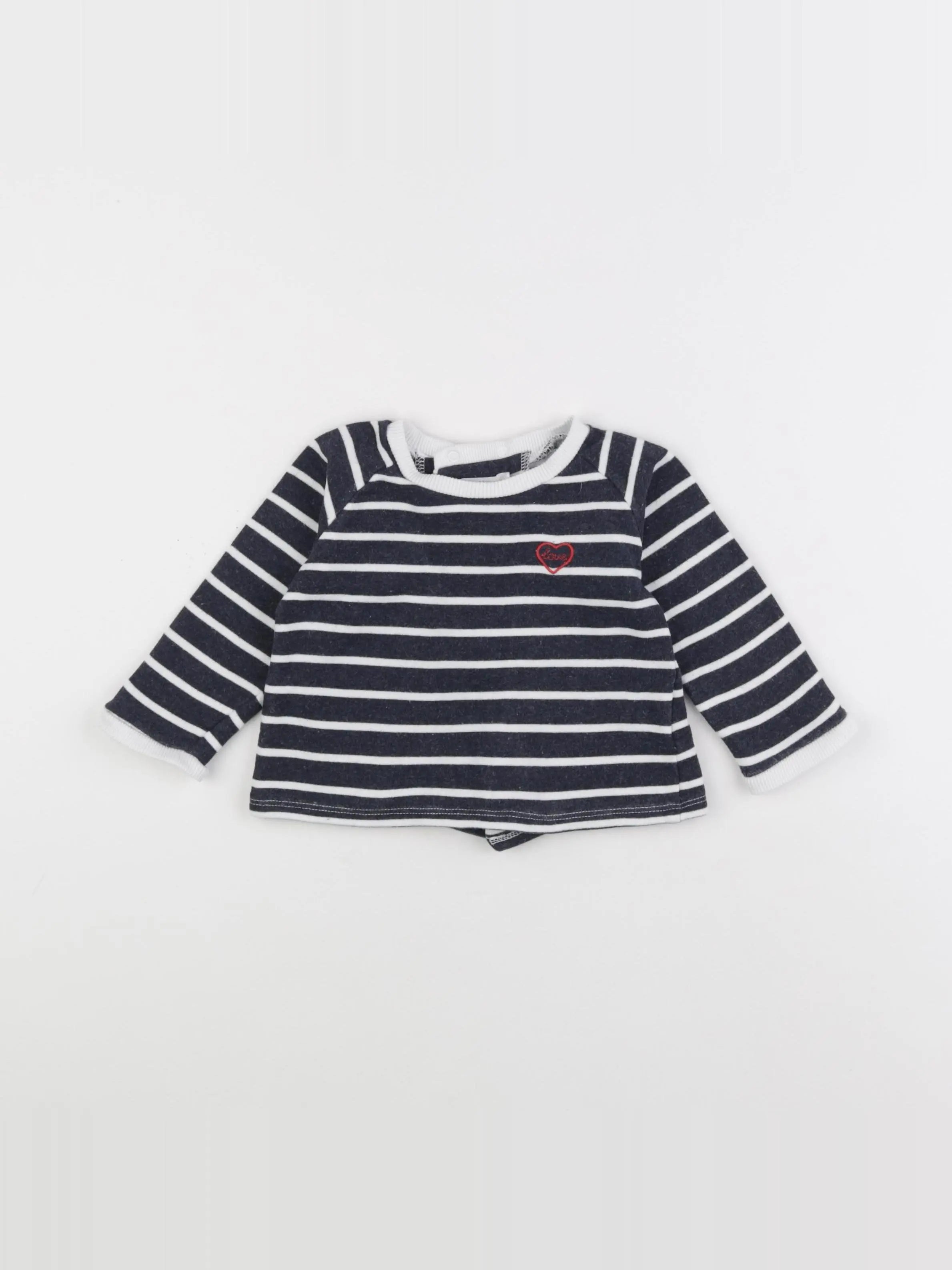 Boutchou - sweat bleu, blanc - 12 mois