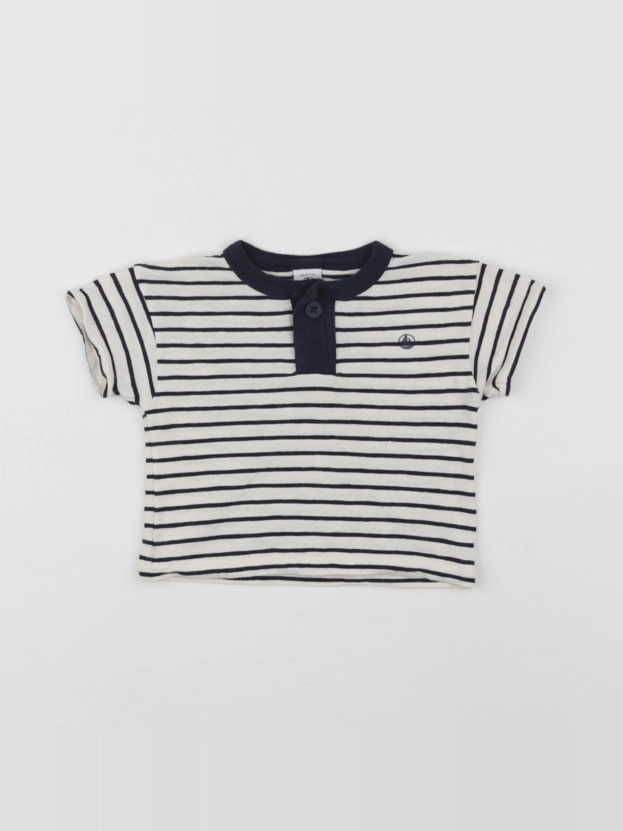 Petit Bateau - tee-shirt bleu - 6 mois