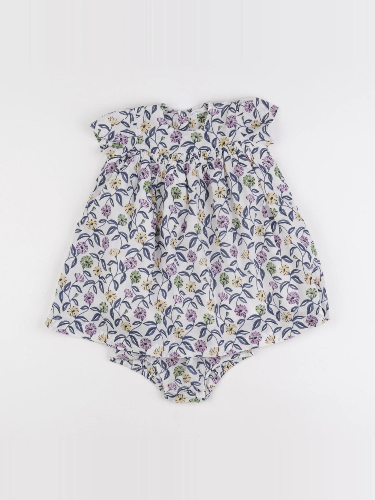 Boutchou - robe blanc, violet - 9 mois