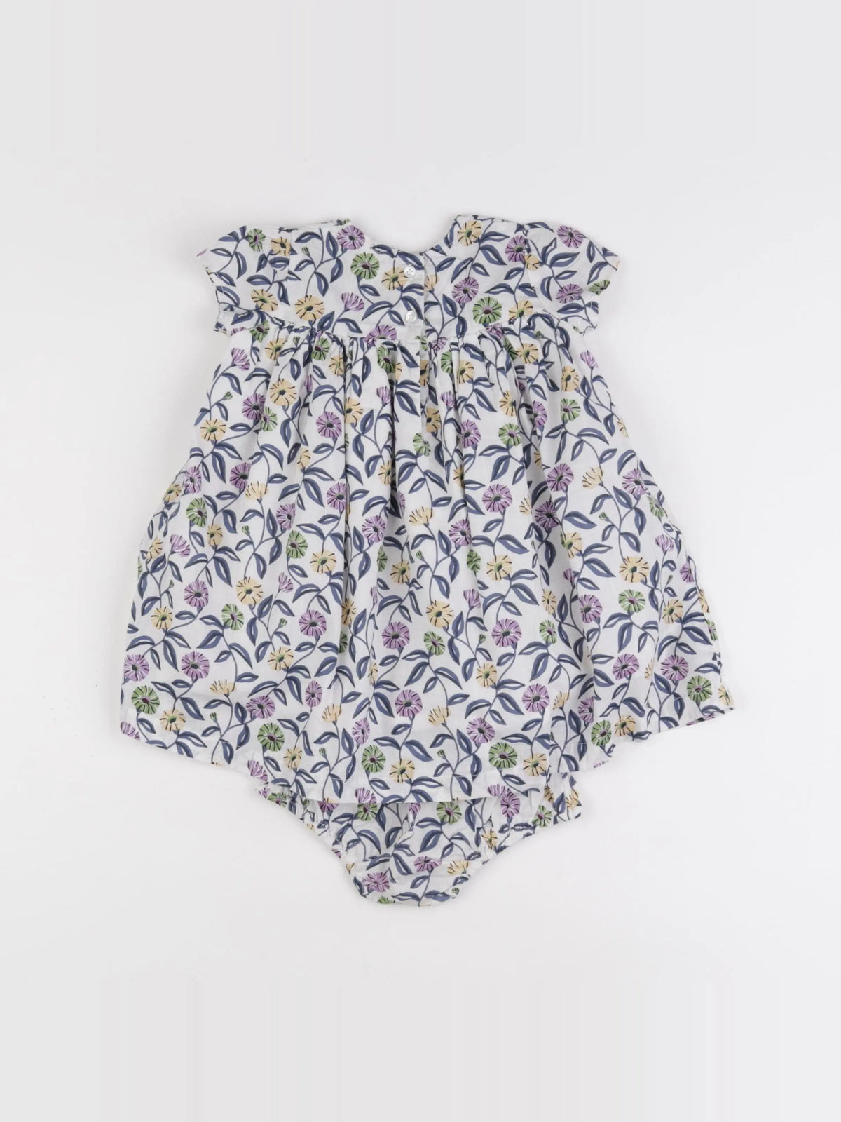 Boutchou - robe blanc, violet - 9 mois