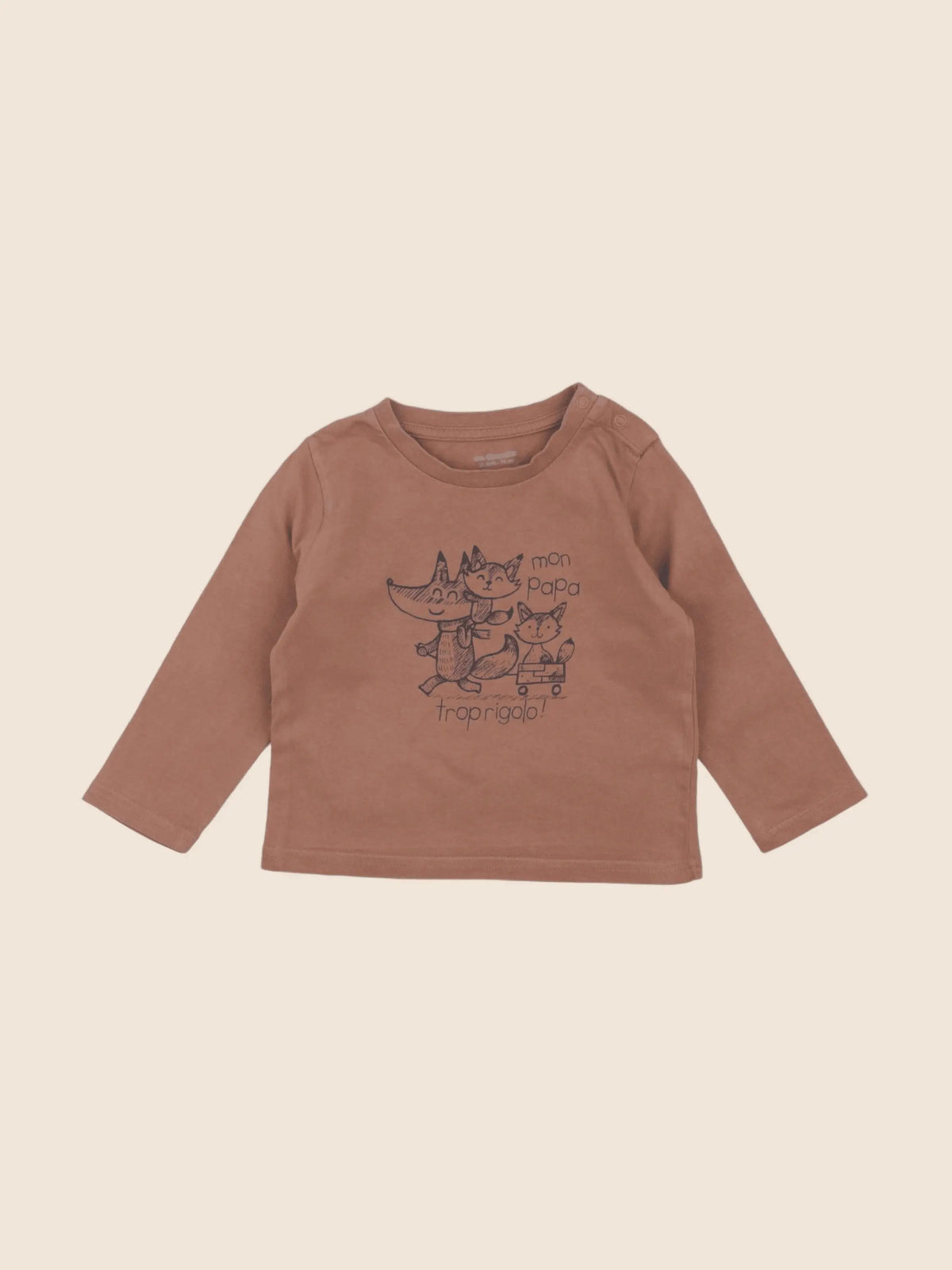 Vertbaudet - tee-shirt marron - 12 mois