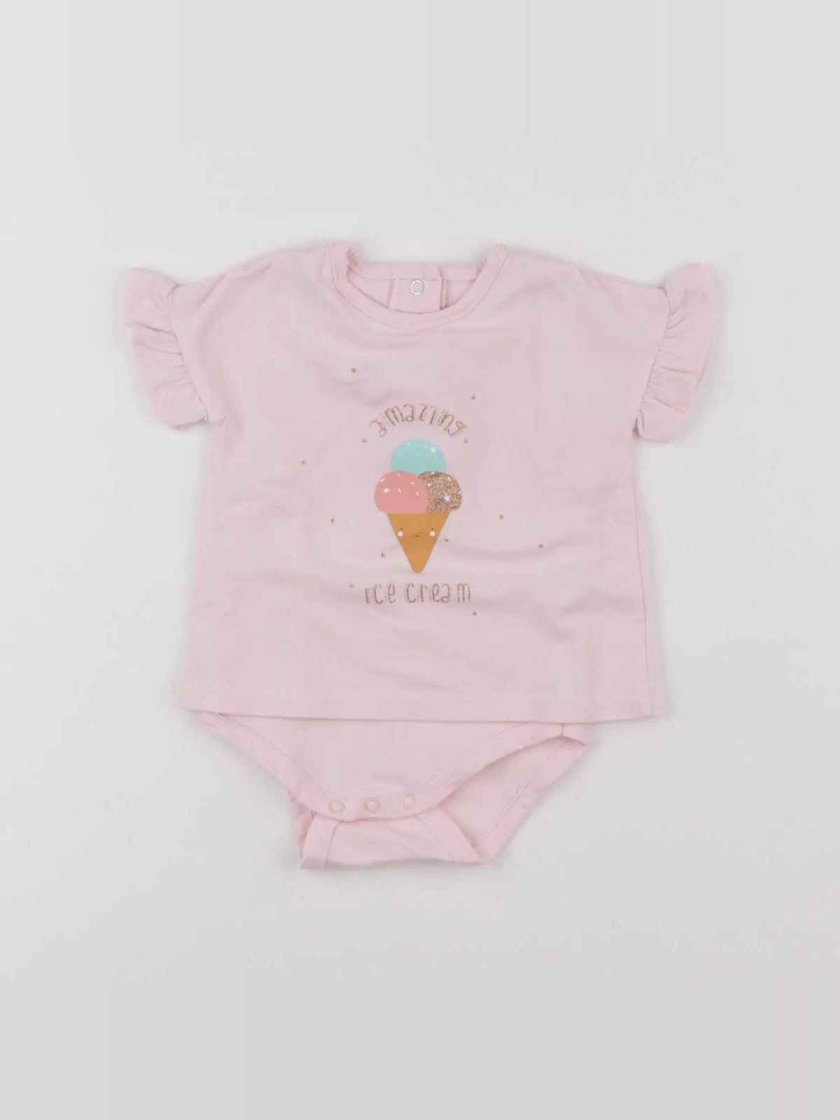 Vertbaudet - body tee-shirt rose - 3 mois
