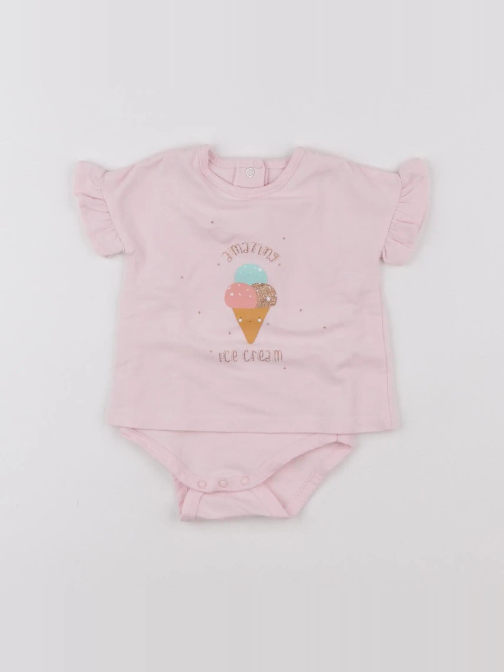 Vertbaudet - body tee-shirt rose - 3 mois
