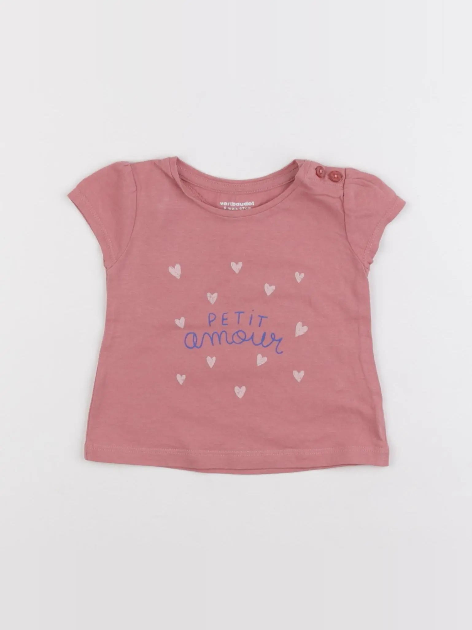 Vertbaudet - tee-shirt rose - 6 mois