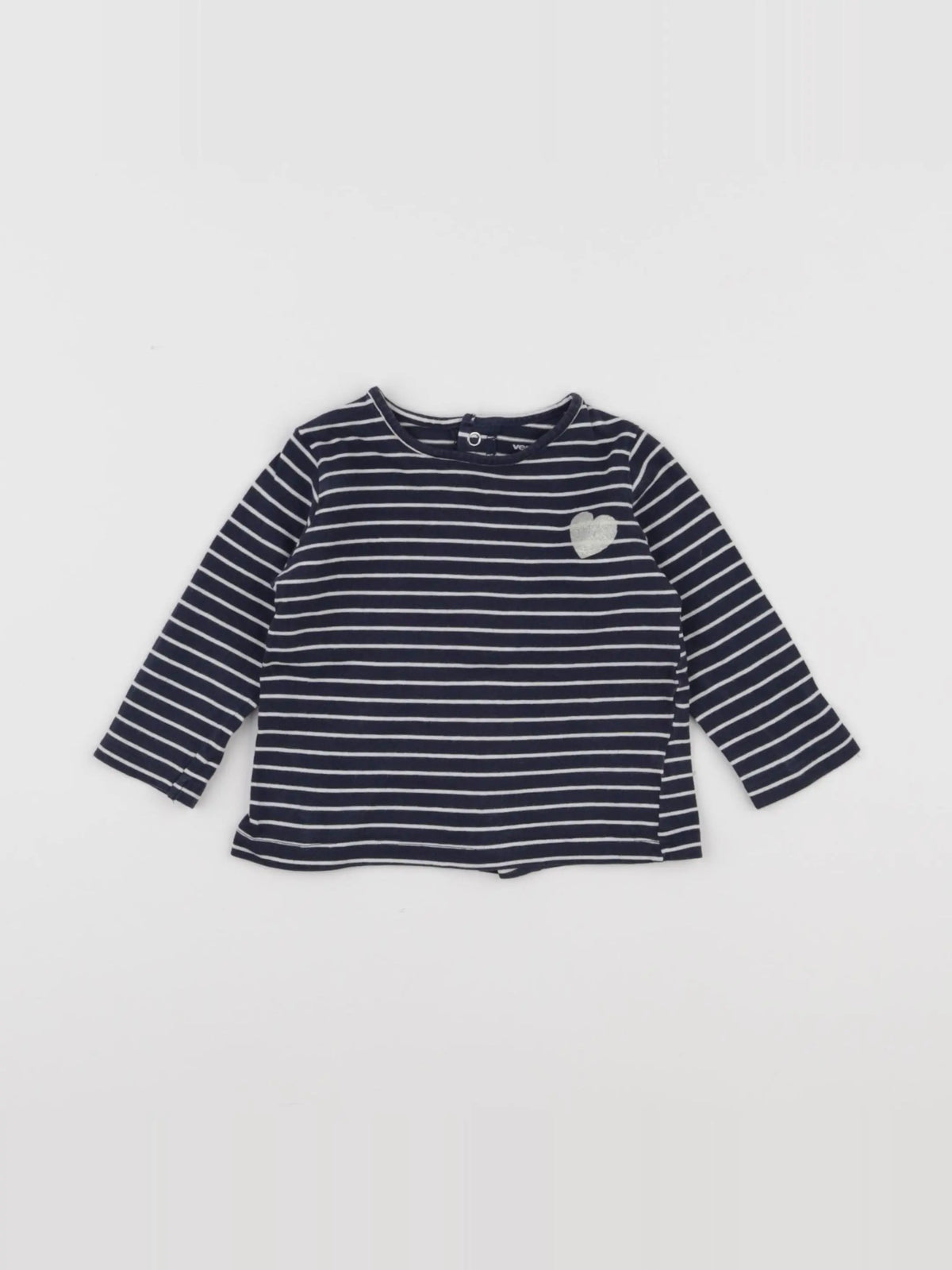 Vertbaudet - tee-shirt blanc, bleu - 6 mois
