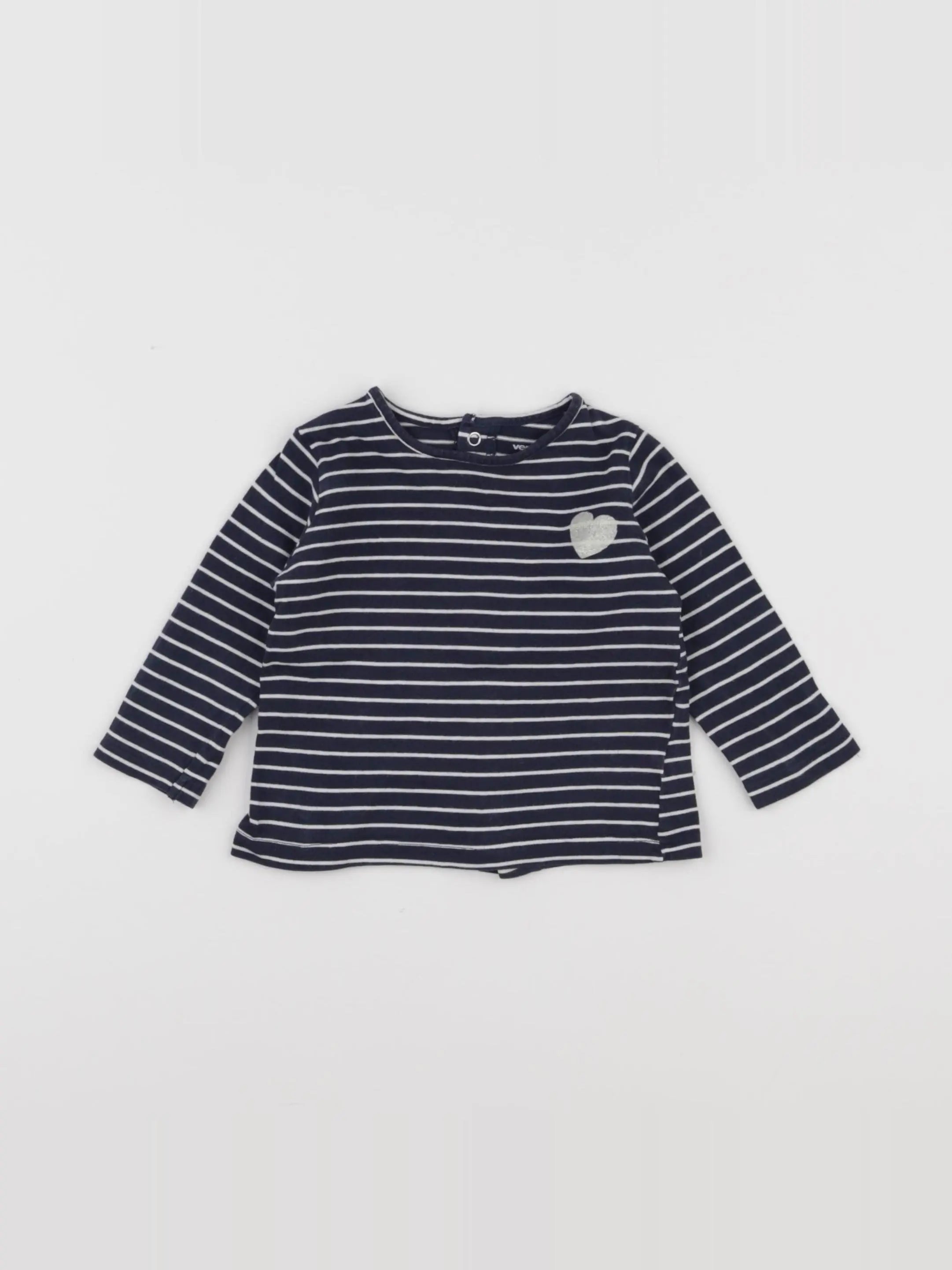 Vertbaudet - tee-shirt blanc, bleu - 6 mois