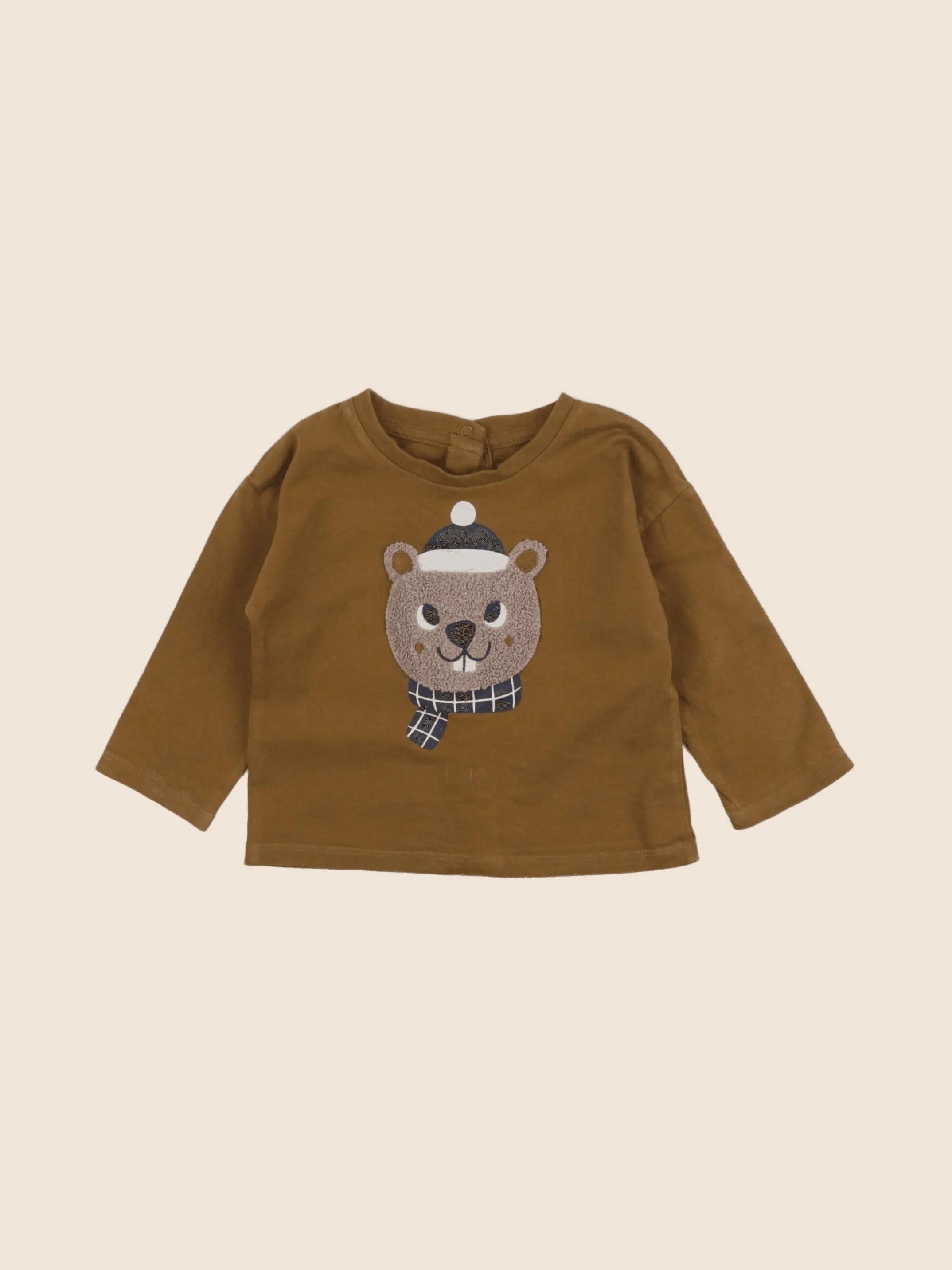 Vertbaudet - tee-shirt marron - 9 mois
