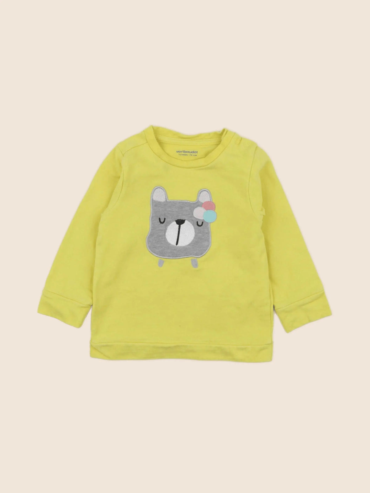 Vertbaudet - sweat jaune - 12 mois