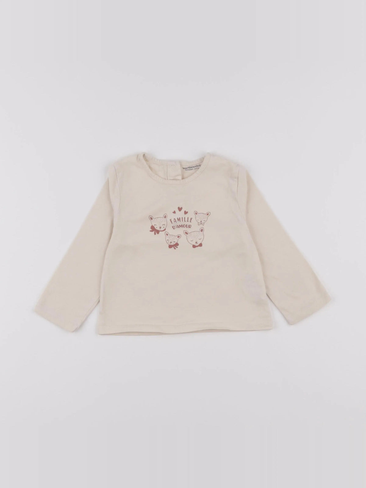 Vertbaudet - tee-shirt beige - 12 mois