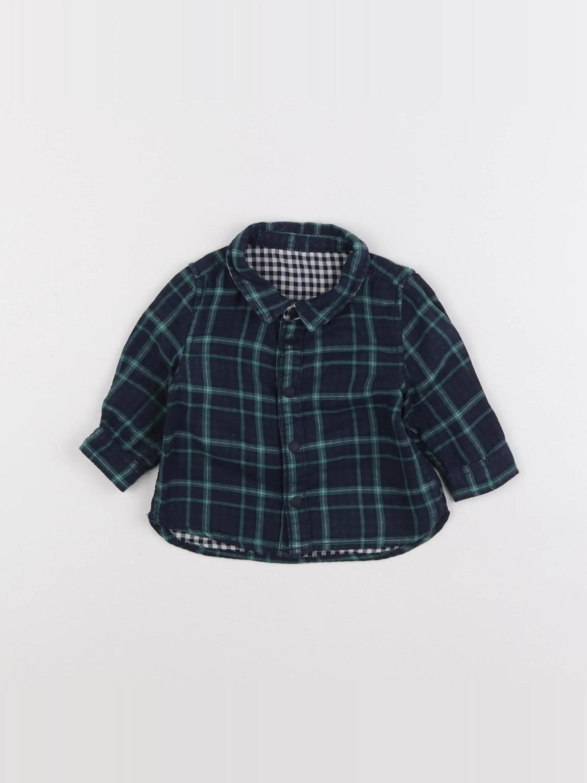 Tape à l'oeil - chemise réversible bleu, vert - 3 mois
