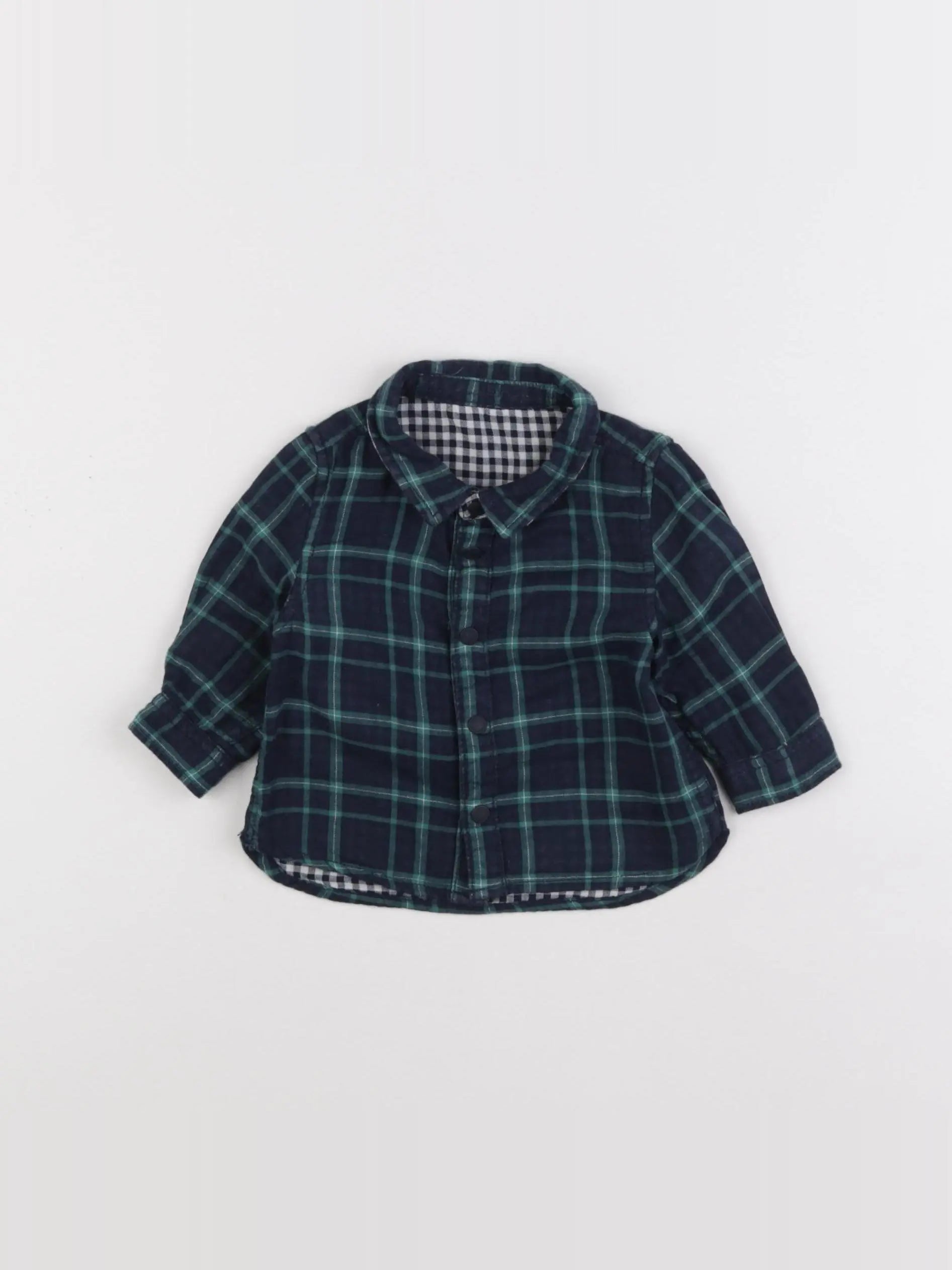 Tape à l'oeil - chemise réversible bleu, vert - 3 mois