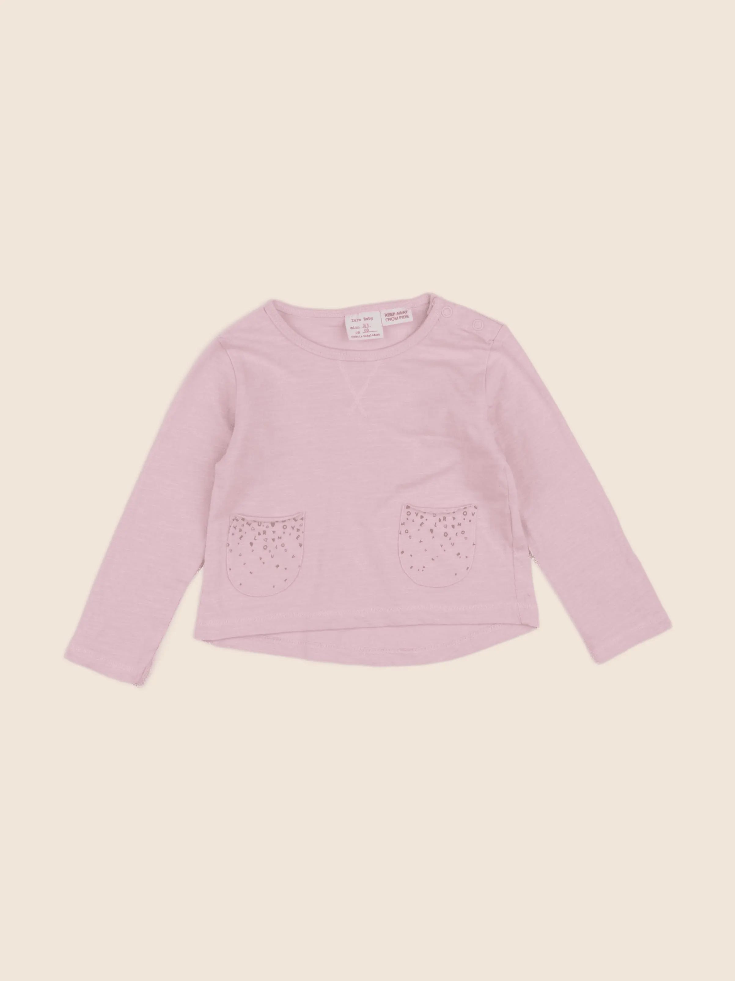 Zara - tee-shirt rose - 3/6 mois